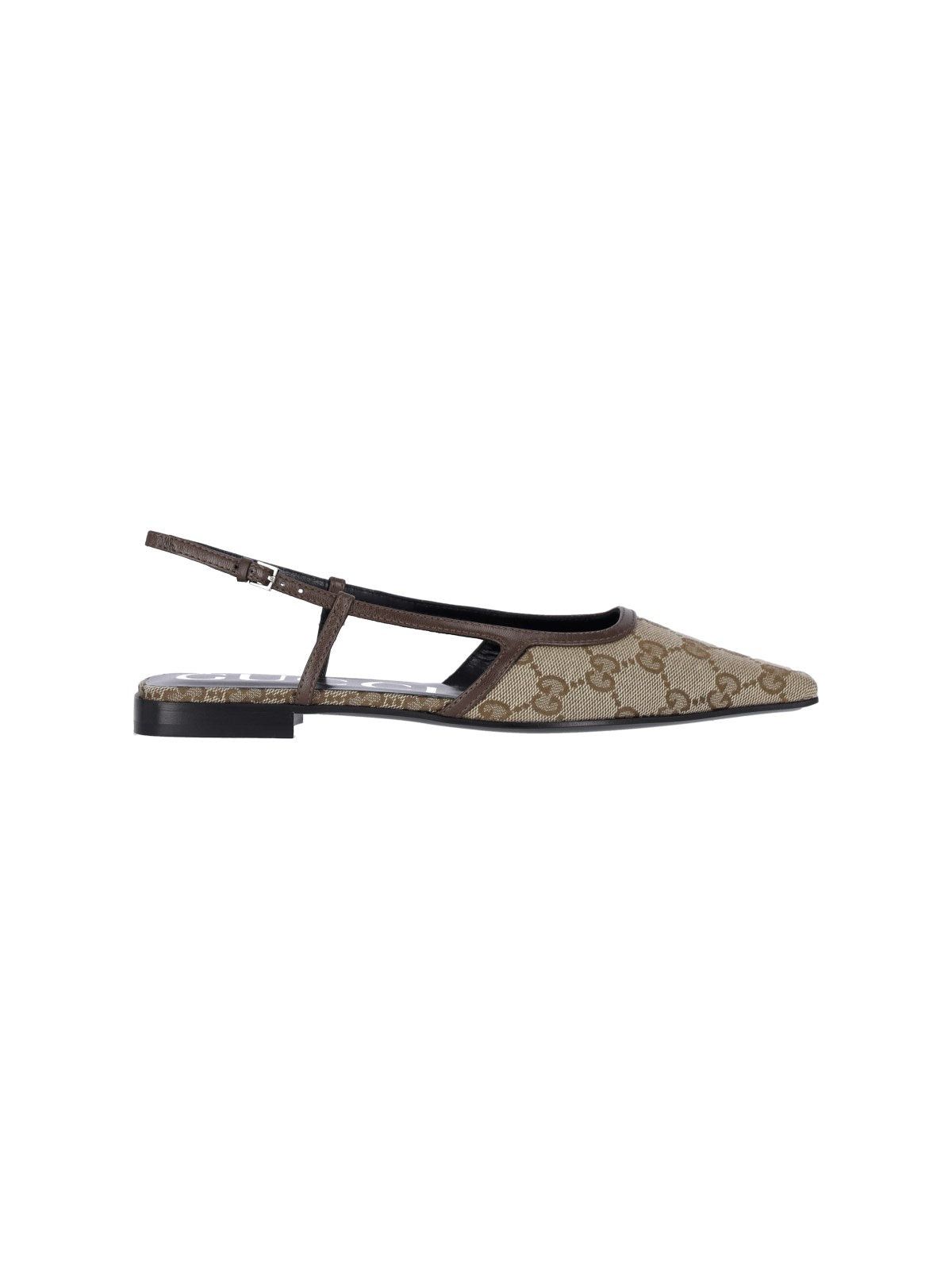 image of Gucci GG Leather Slingbacks Size 39 in Beige, Women's