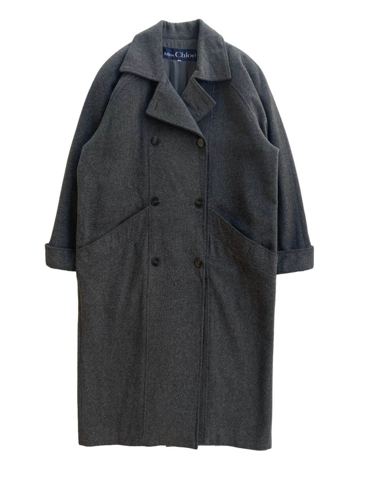 image of Chloe Wool Cashmere Overcoat in Grey, Women's (Size Large)