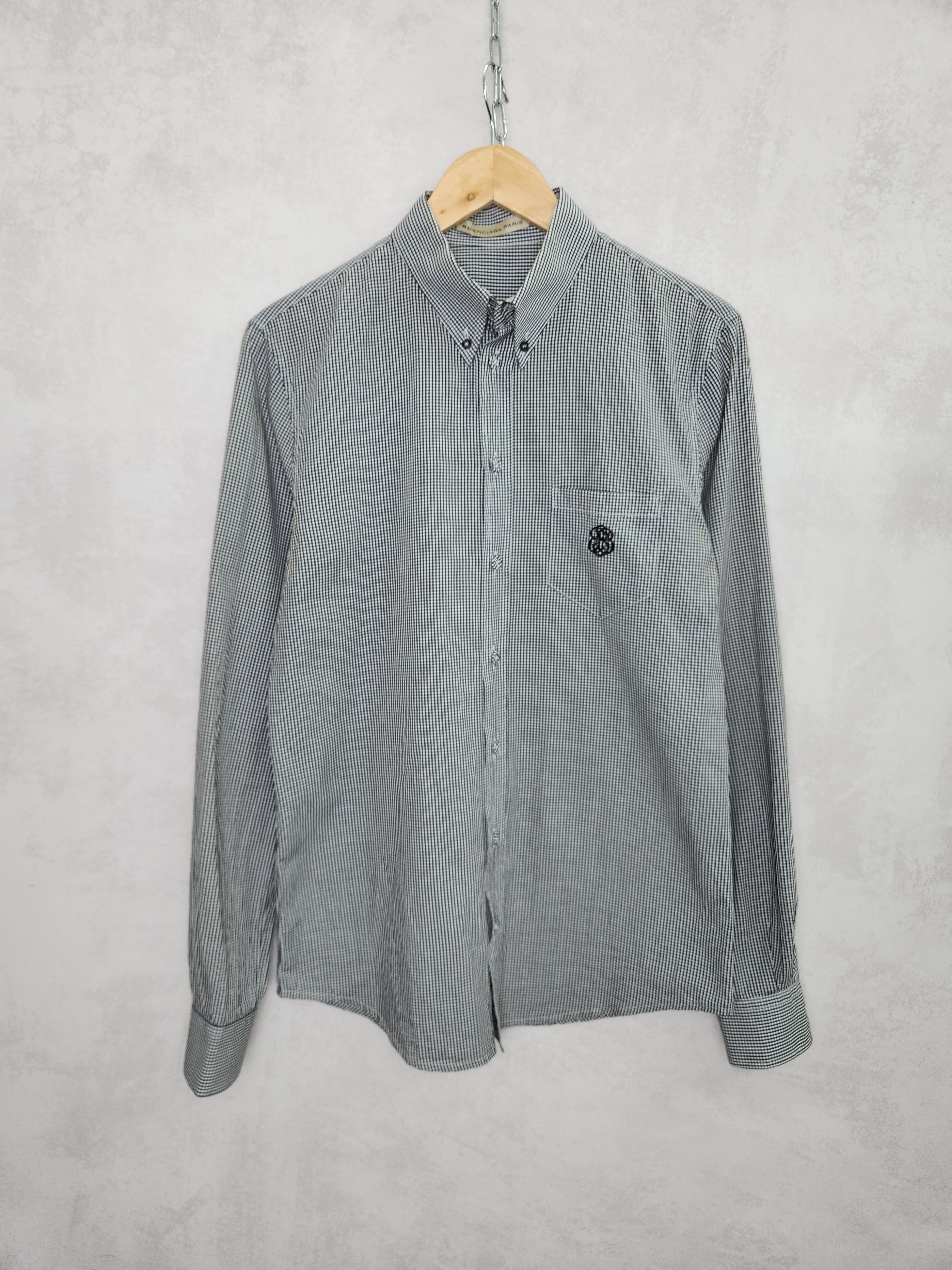 Balenciaga paris stripes button ups shirt pockets logo