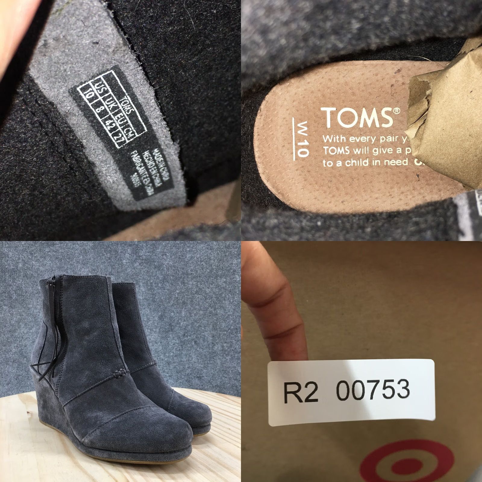Toms Toms Boots Womens 10 Gray Desert Lace Up Wedge Ankle Bootie Suede Casual 300515 Size US 10 / IT 40 - 10 Thumbnail