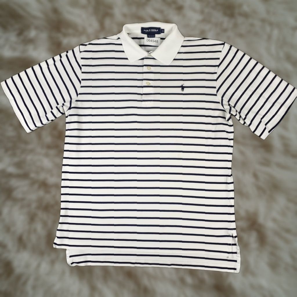 Ralph Lauren Ralph Lauren Polo Shirt Mens Medium White Blue Striped Pony Short Sleeve Size US M / EU 48-50 / 2 - 1 Thumbnail