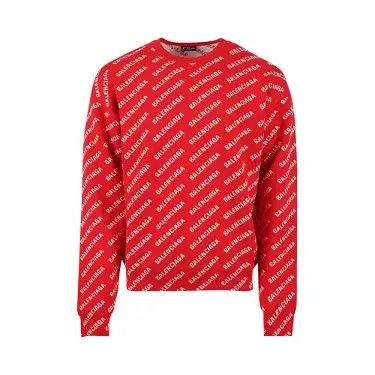 Balenciaga o1mt1gz0924 Mini Allover Logo Sweaters in Red Size US XL / EU 56 / 4 - 1 Thumbnail
