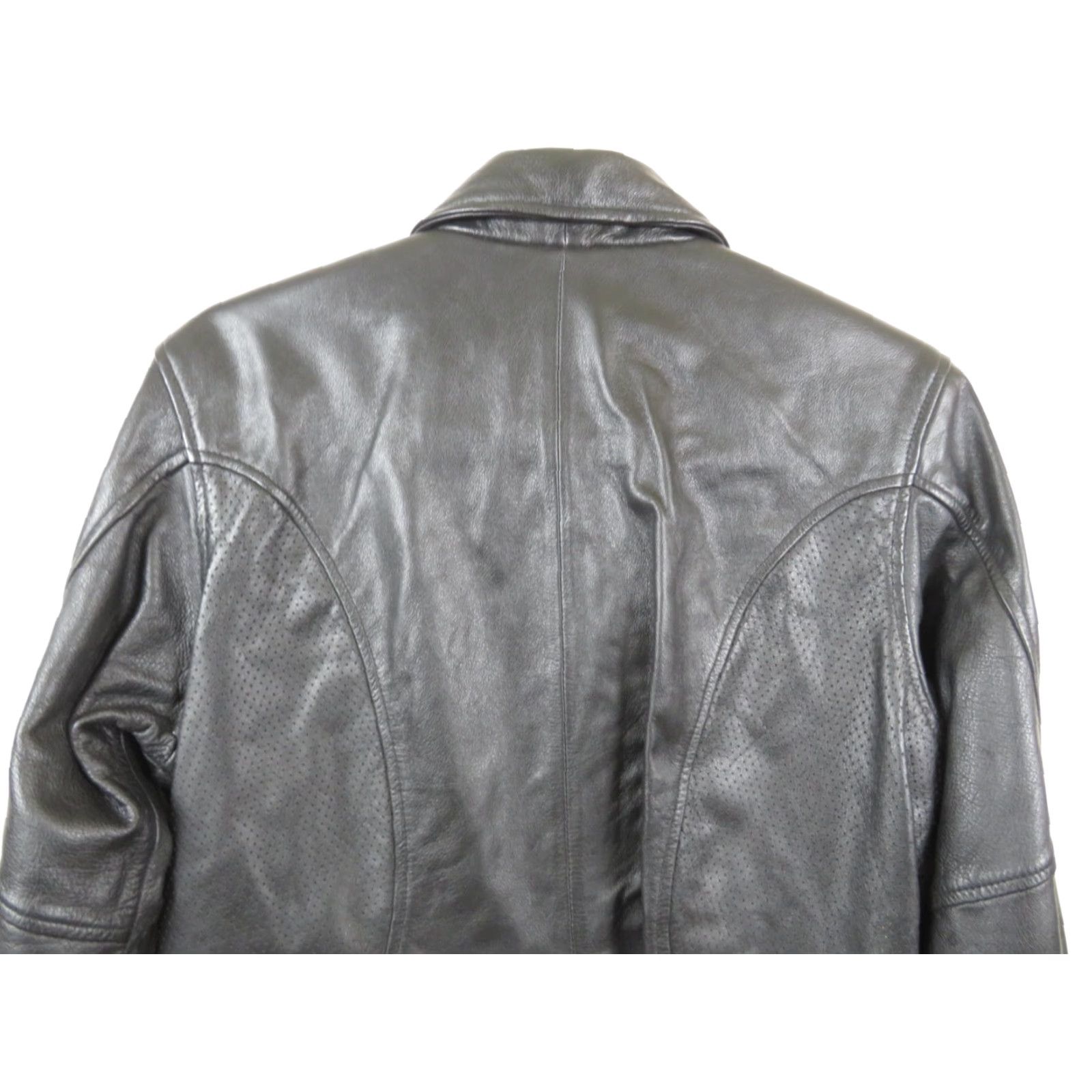 Harley Davidson VINTAGE Harley-Davidson Motorcycle Jacket Black Leather Sz M Mens Regular Zip Belted USA Size US M / EU 48-50 / 2 - 8 Thumbnail
