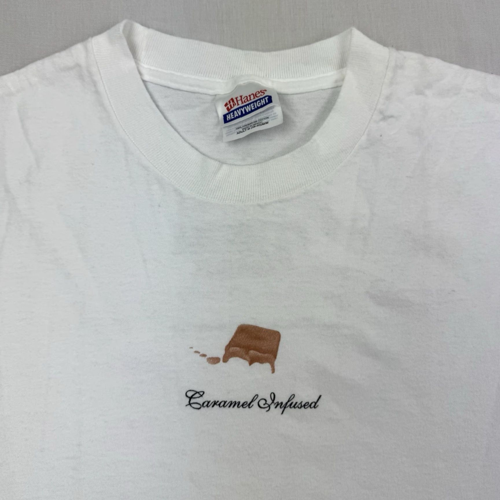 Hanes VINTAGE Hanes T-Shirt Adult Medium White Crew Neck Short Sleeve 90s Y2K Promotion Vodka Caramel Infused Vodka Vintage Promotional T Shirt Mens Size US M / EU 48-50 / 2 - 3 Thumbnail