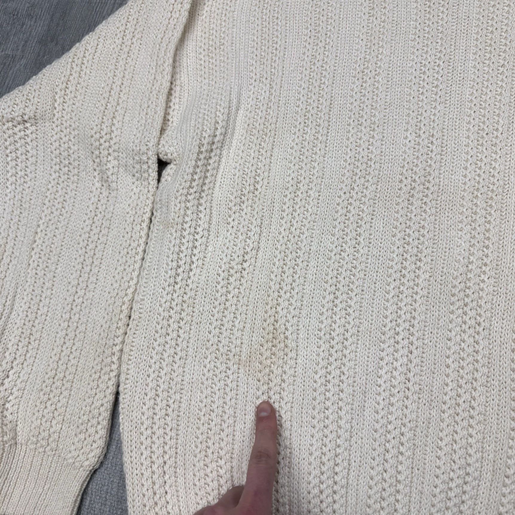 VINTAGE Duplex Designs Knit Sweater Pullover Crew Neck Men’s Size XL Ivory Cable-Knit 90s
