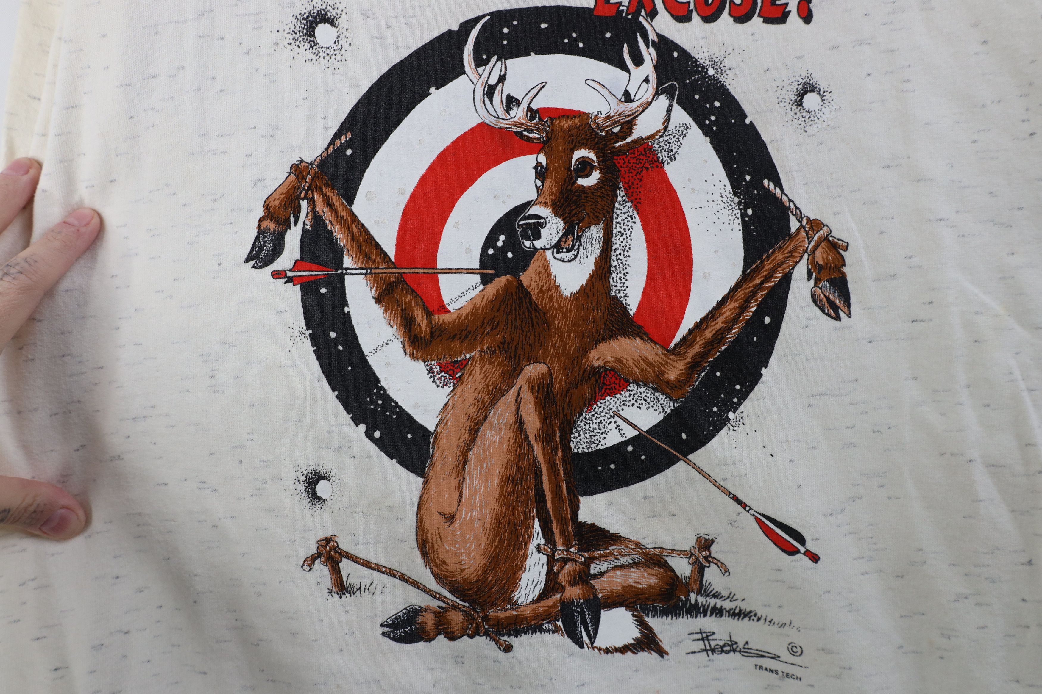 Vintage Vintage 90s Streetwear Deer Buck Excuse T-Shirt Gray USA Size US XL / EU 56 / 4 - 6 Thumbnail