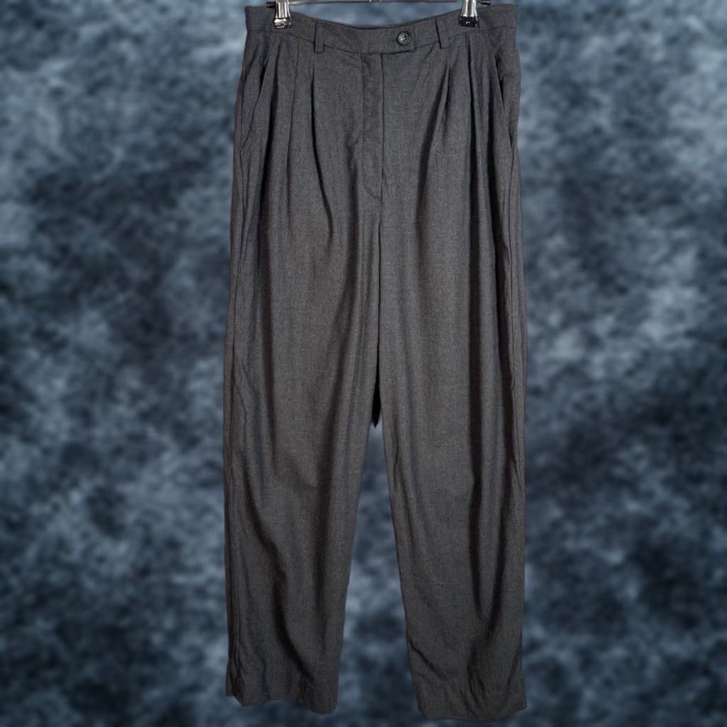 Vintage Gunex Womens Pants Size 8 Wool Blend Gray Pleated Straight Leg Trousers Size 30" / US 8 / IT 44 - 1 Thumbnail