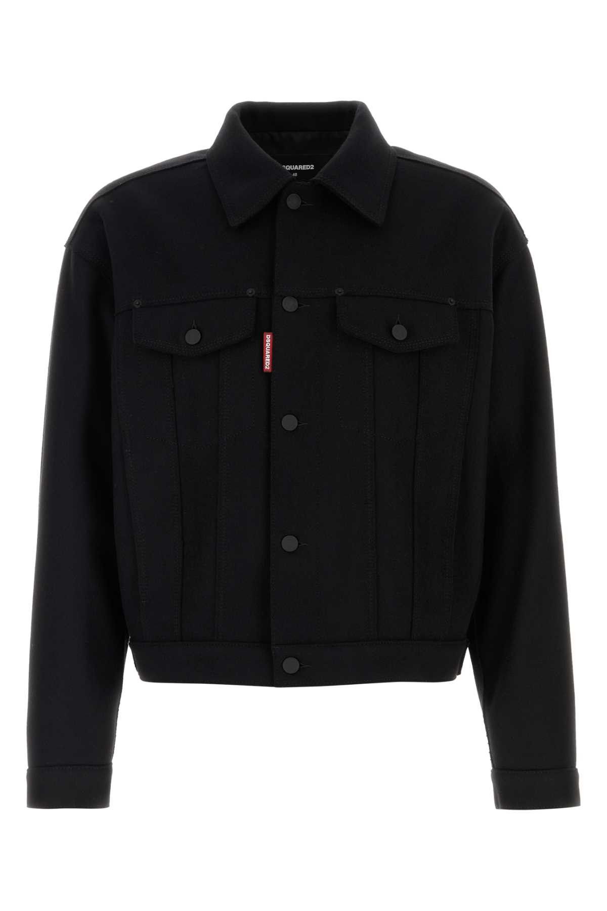 Dsquared2 Black Wool Blend Wool Jean Jacket Size US M / EU 48-50 / 2 - 1 Thumbnail