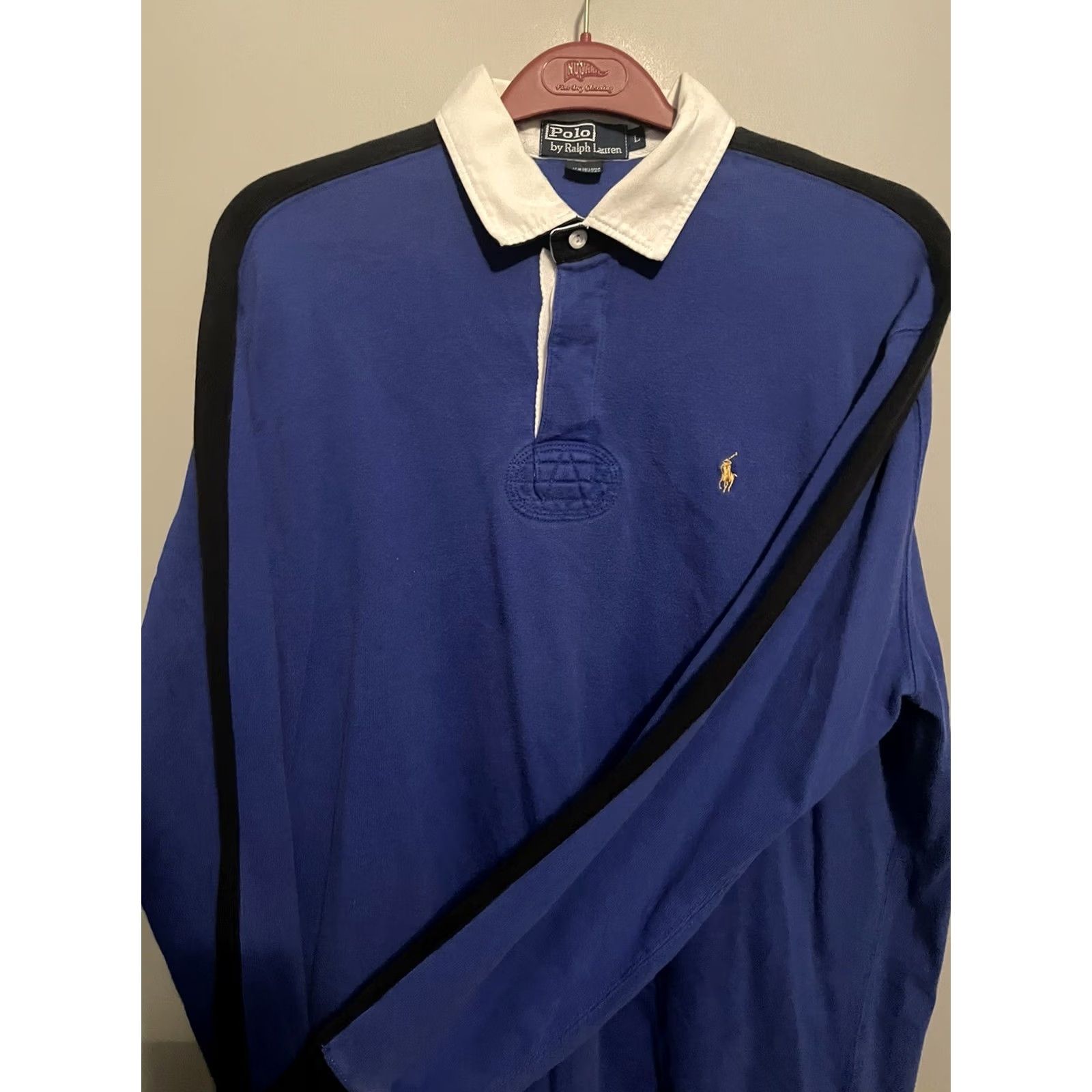 Polo Ralph Lauren VINTAGE Polo Ralph Lauren Mens L Blue Long Sleeve Rugby Polo Shirt Sports Size US L / EU 52-54 / 3 - 5 Thumbnail