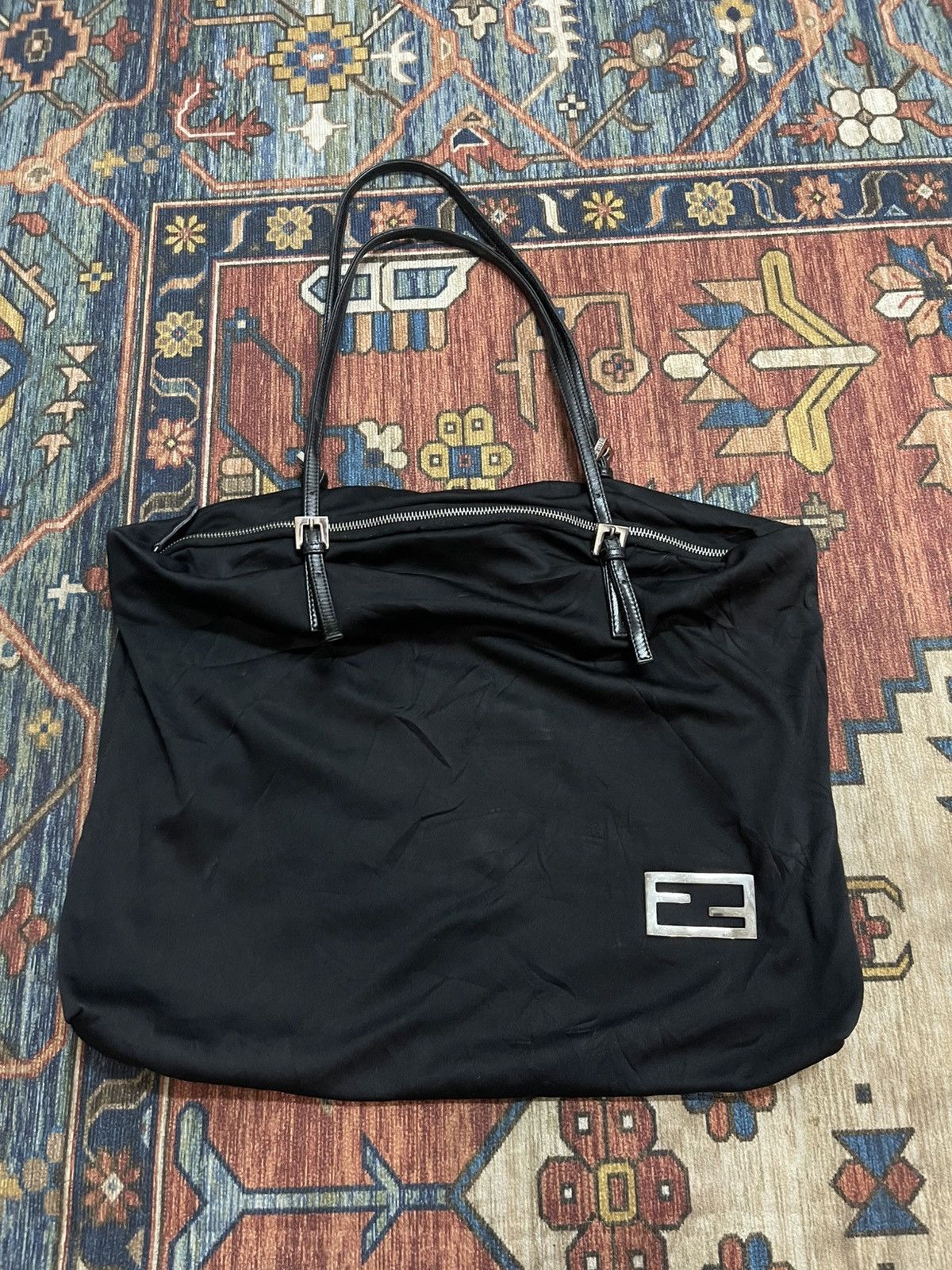 Fendi Black Nylon Tote Bag, Women's