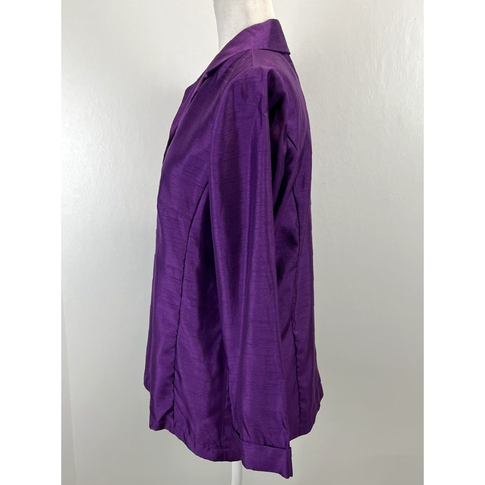 Vintage Additions By Chicos Button Up Shirt Sz 1 US Medium Purple Long Sleeve Sheen Size M / US 6-8 / IT 42-44 - 2 Thumbnail