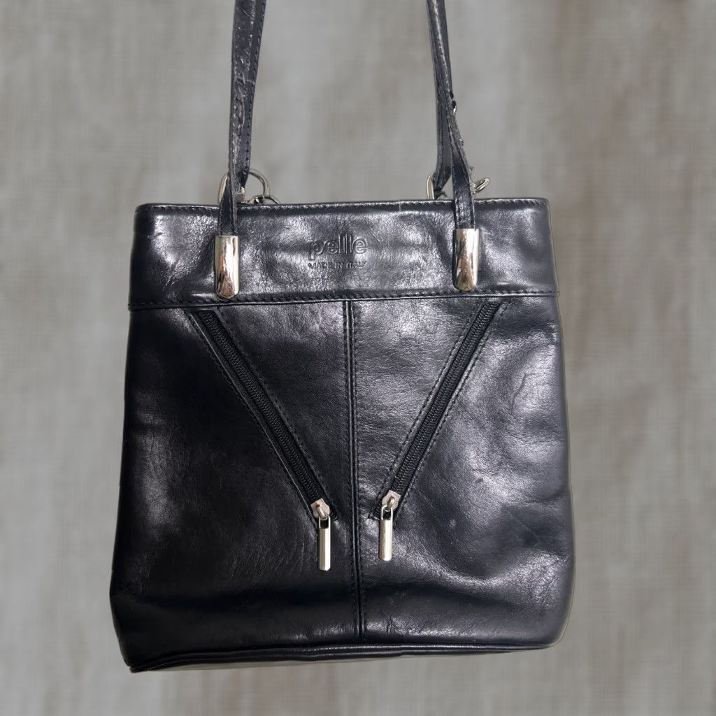 Vintage VINTAGE Pelle Leather Mini Backpack Purse Black Womens 9x9x3 Italy Flaws Size ONE SIZE - 1 Thumbnail