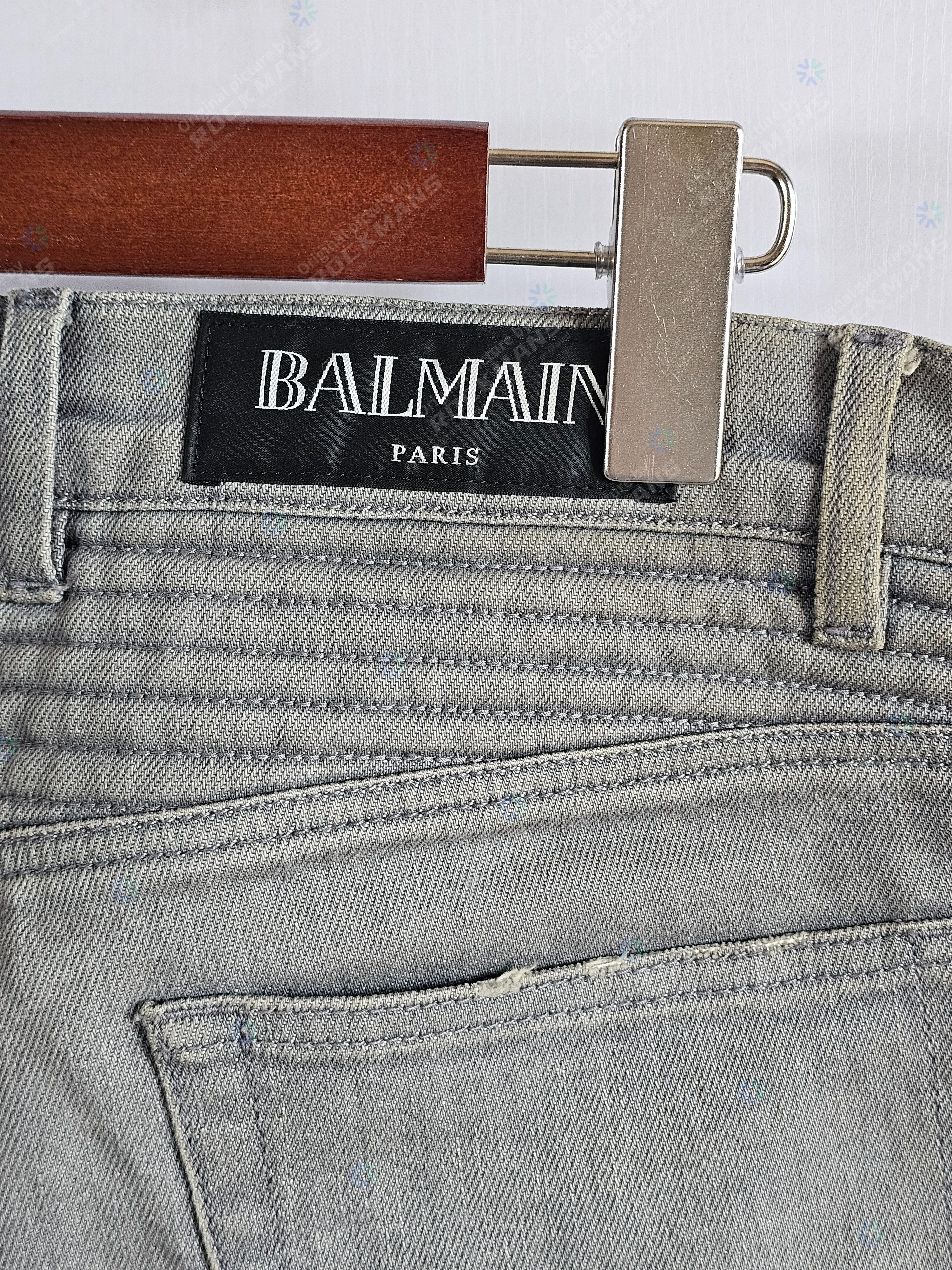 Balmain Balmain Men's Grey Biker Jeans Size 29 Size US 29 - 4 Thumbnail