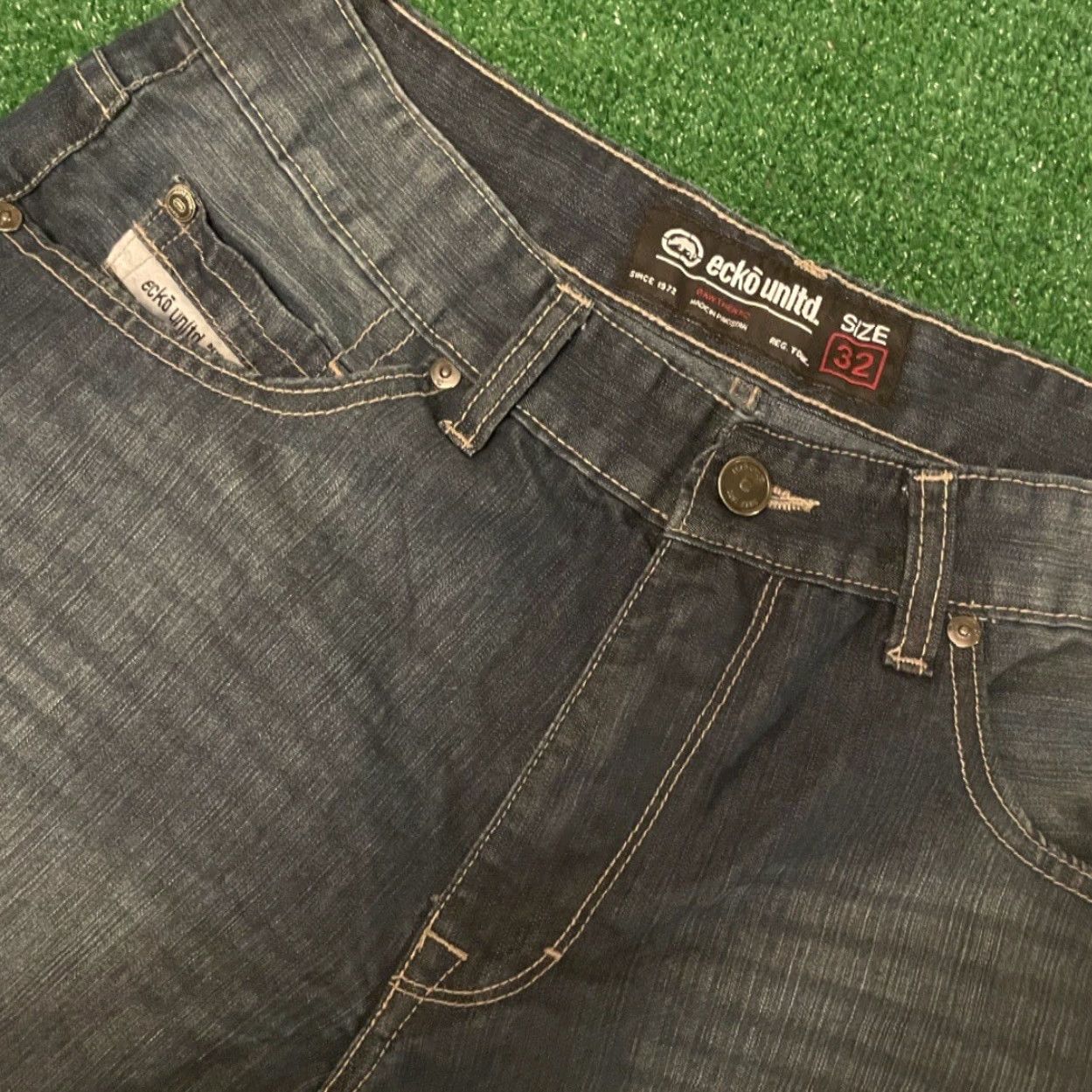 Ecko Unltd. VINTAGE Ecko Unltd Baggy Skater Grunge Jean Shorts Mens 32 Jeans Dark Blue Y2K JNCO Grunge Hip Hop 90s Size US 32 / EU 48 - 3 Thumbnail