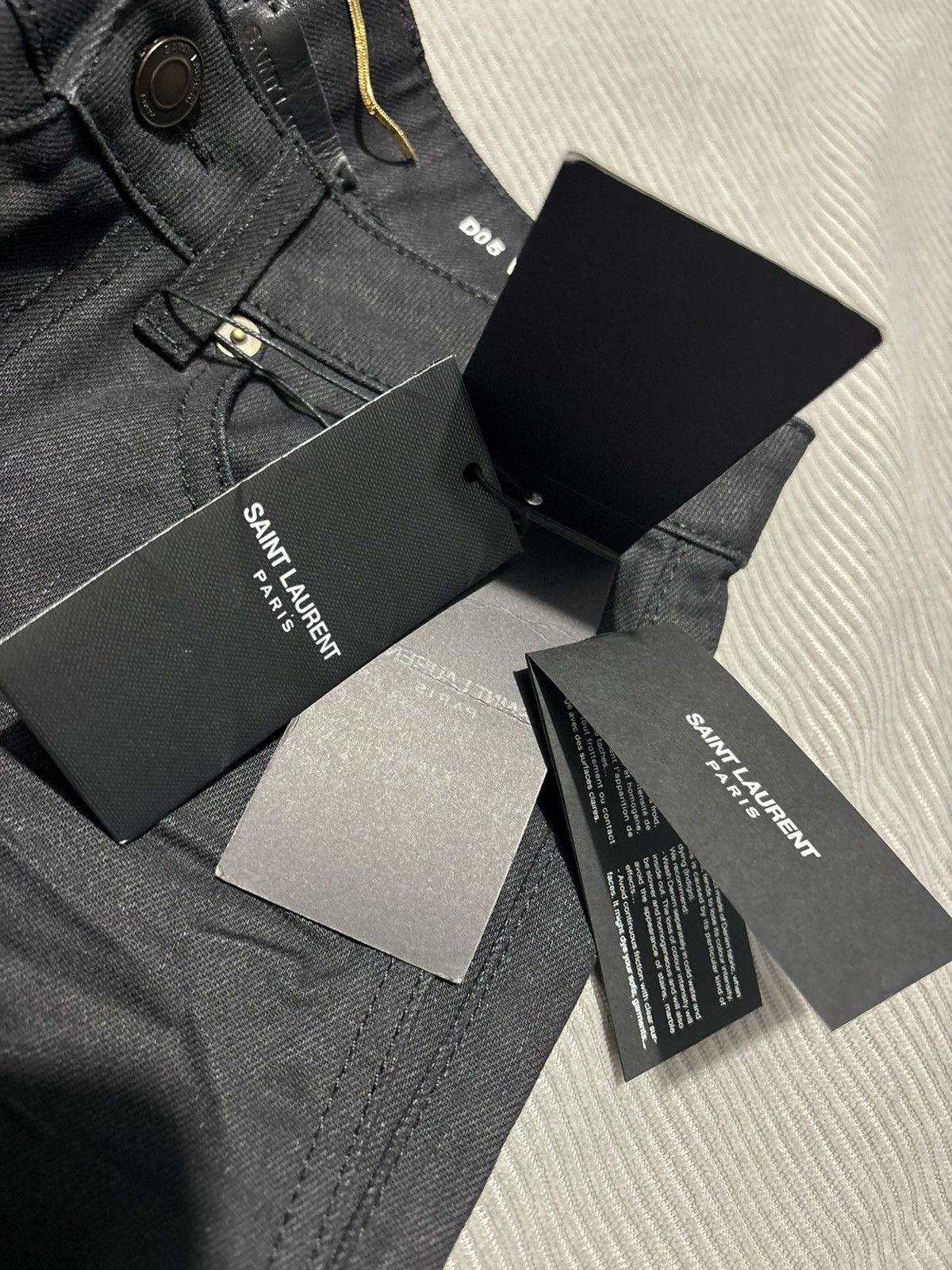 Saint Laurent Paris 25x31 Saint Laurent D05 Waxed Stacked whiskered jeans denim Size US 26 / EU 42 - 14 Thumbnail