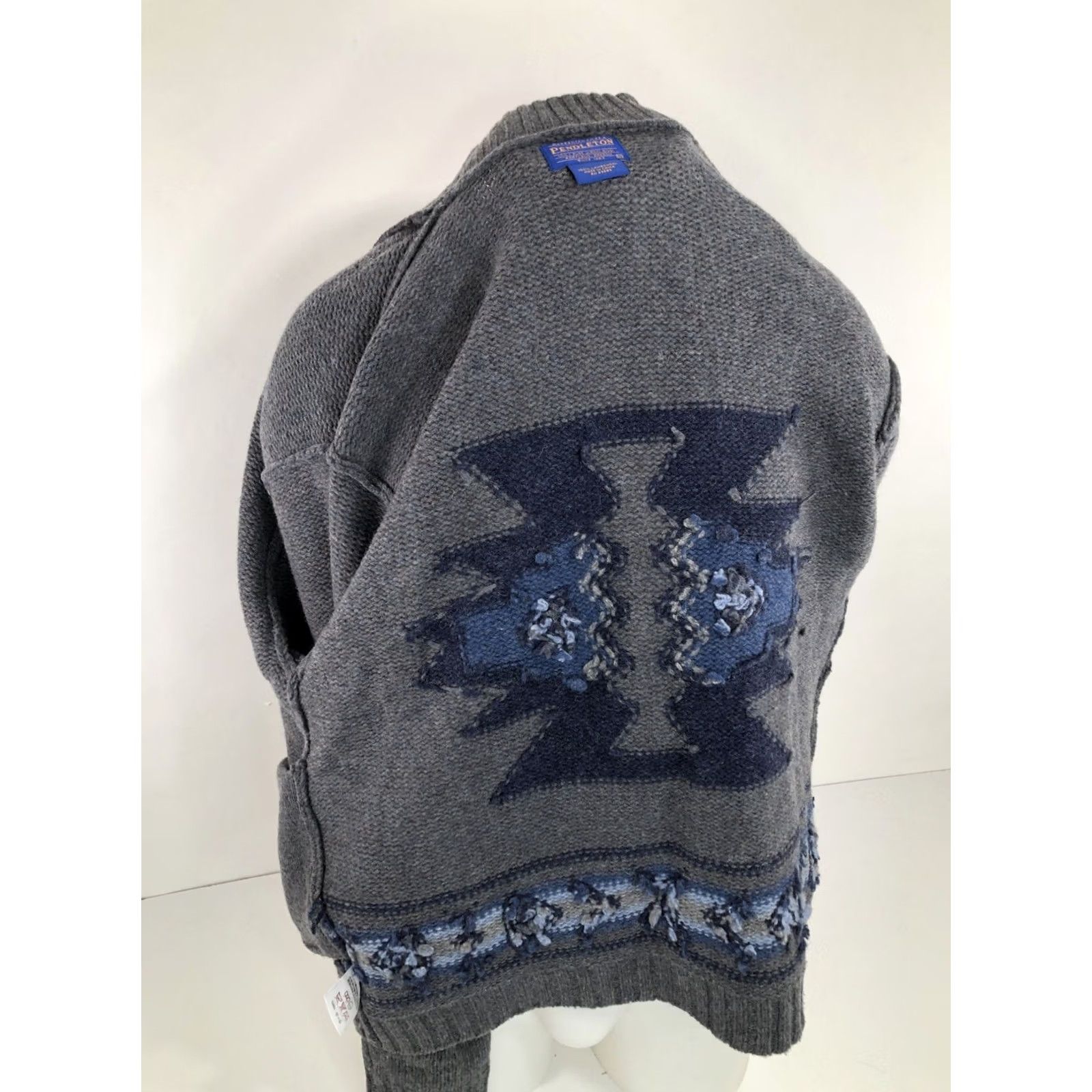 Pendleton Pendleton / Wool Knit Full Zip Southwest Aztec Md. Sweater Jacket Shirt Mens M Gray/Blue Aztec 90s Size US M / EU 48-50 / 2 - 6 Thumbnail