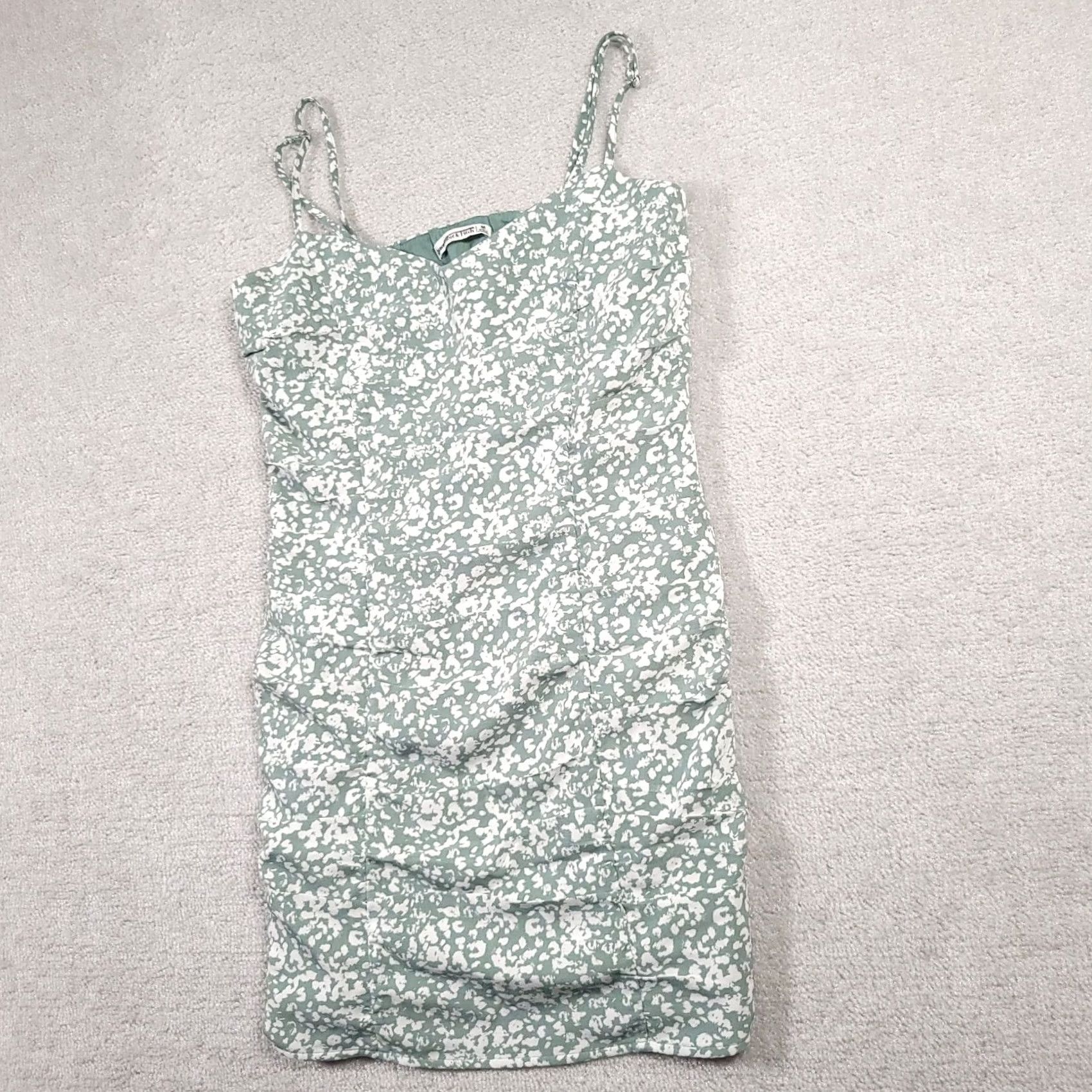 Abercrombie & Fitch Abercrombie & Fitch Dress Women's Medium Bodycon Short Side Zip Multicolor Green White Sleeveless Casual Party/Cocktail Travel Womens Size 32" / US 10 / IT 46 - 2 Thumbnail