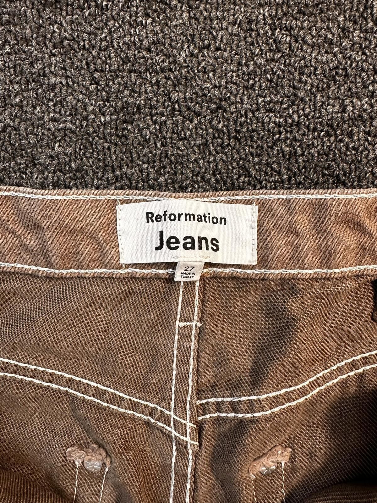 Other Reformation Brown Wide Leg Jeans Sz 27 Size 27" / US 4 / IT 40 - 4 Thumbnail