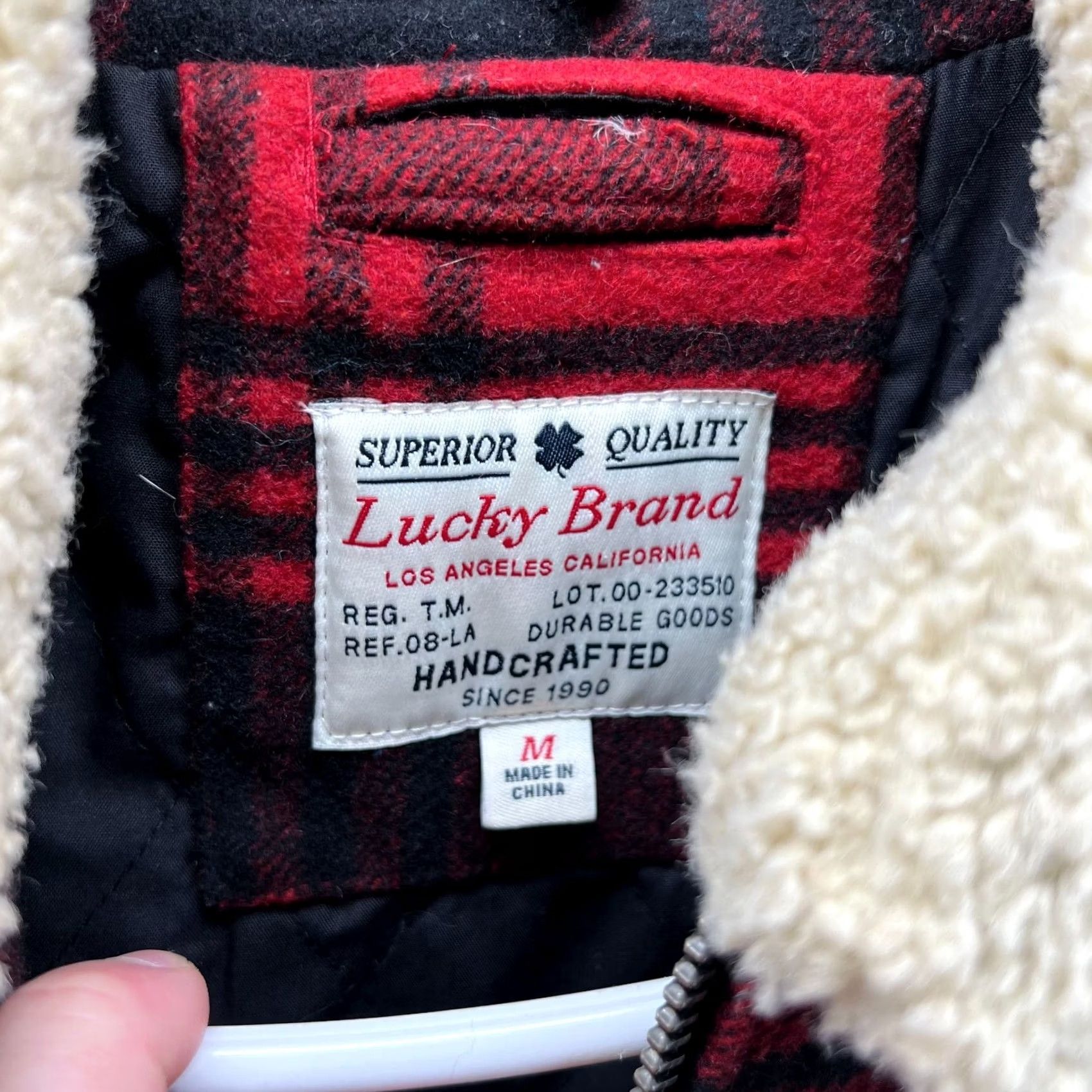 Lucky Brand Lucky Brand Jacket Men Medium Red Full Zip Plaid Sherpa Wool Fleece Logo Striped Vintage: No Regular Size M Autumn Winter Spring Fall Casual Mens Size US M / EU 48-50 / 2 - 6 Thumbnail