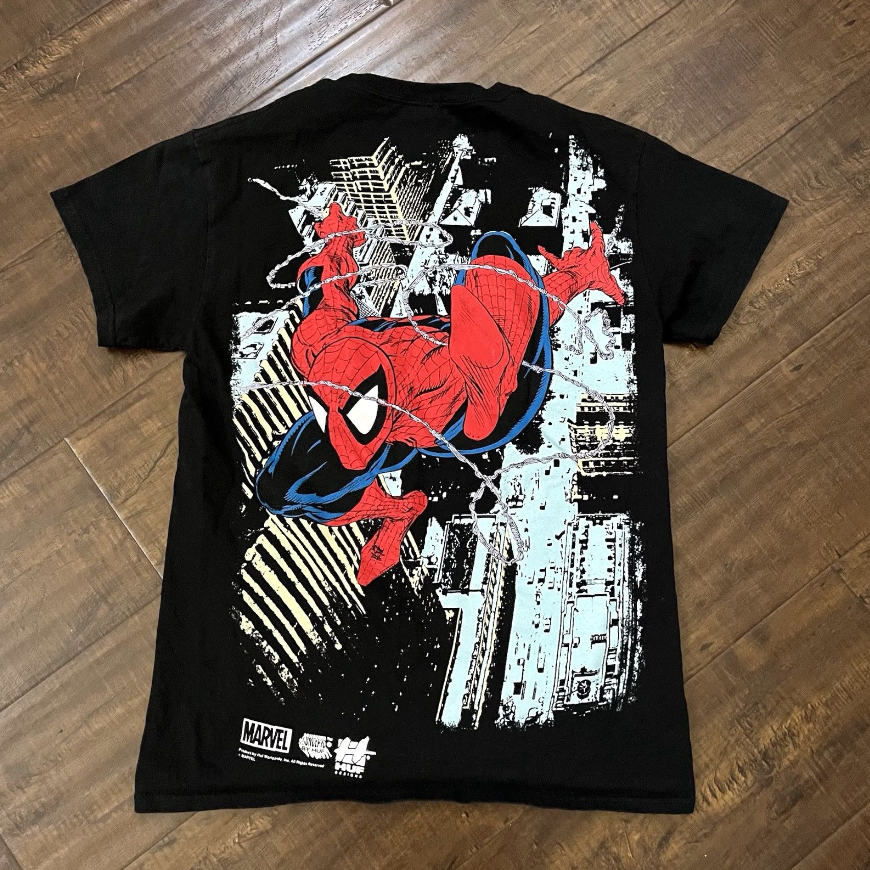Huf VINTAGE HUF Spider-Man Graphic T-Shirt Mens Small Black Marvel Comics Streetwear Size US S / EU 44-46 / 1 - 2 Thumbnail
