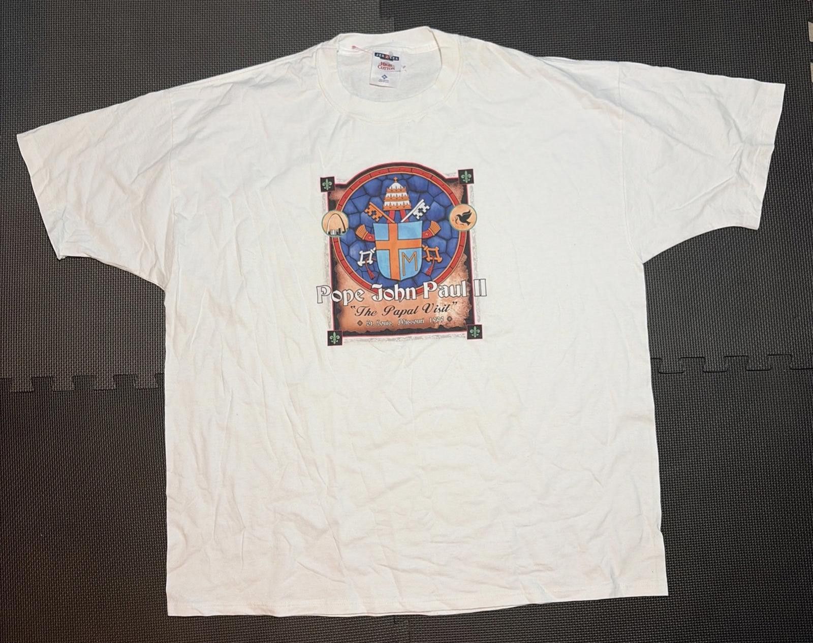 Other Vtg 90s The Champ Tag Pope John Paul Stl Mo Jesus Tee Size US XL / EU 56 / 4 - 1 Thumbnail