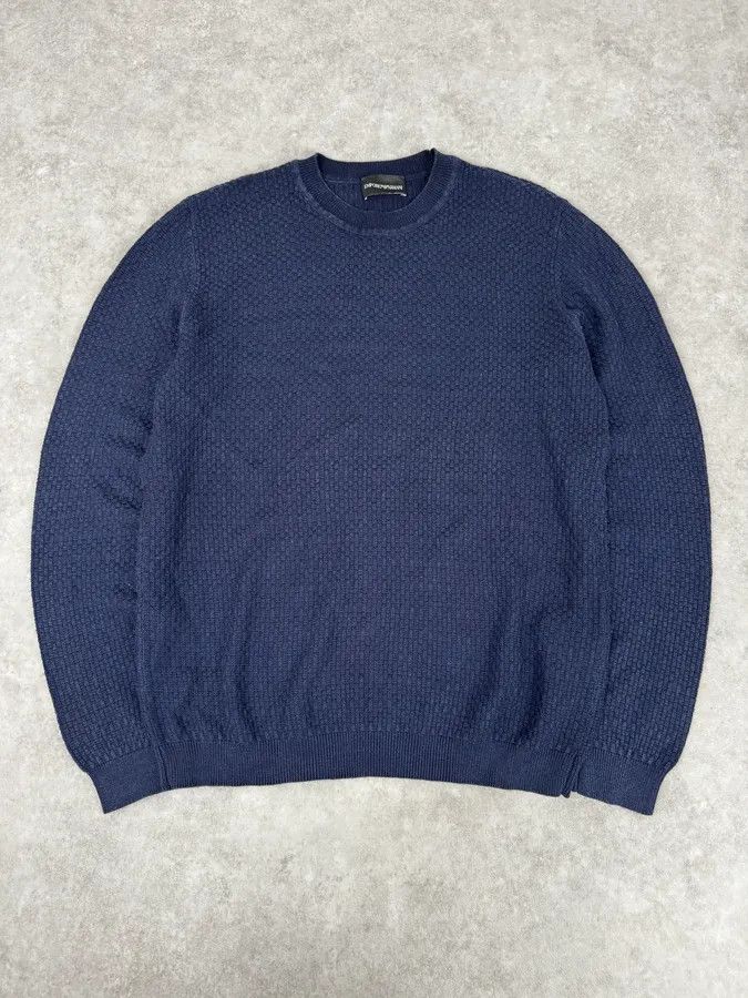 Emporio Armani AW2021 Emporio Armani Navy Textured Wool Sweater Size US S / EU 44-46 / 1 - 1 Thumbnail