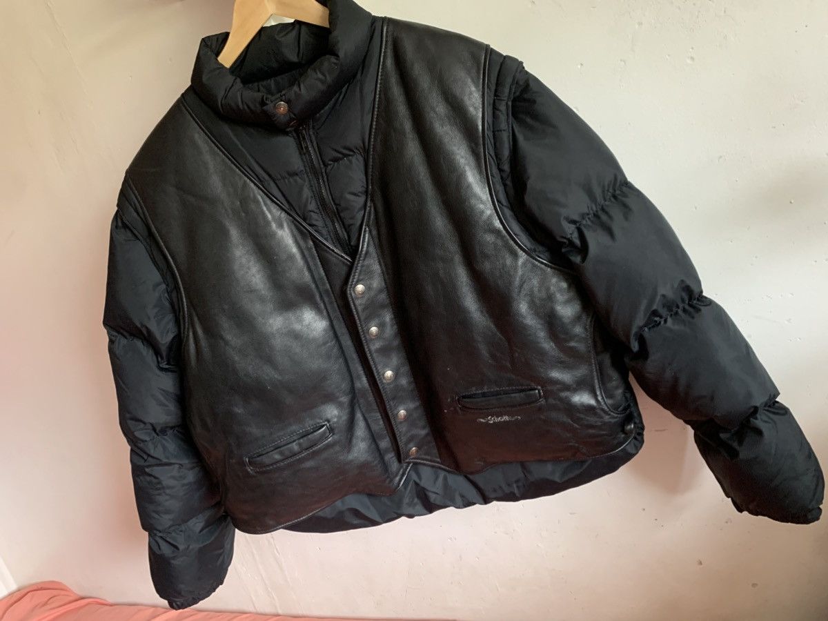 Schott Schott Leather Goose Down Puffer Jacket Size US XL / EU 56 / 4 - 2 Thumbnail