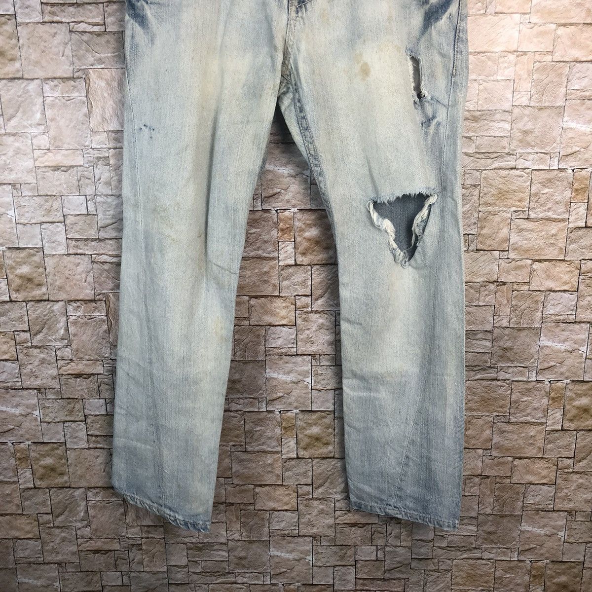 Beams Plus BeamsBoy Blue Distressed Denim Pants #A51 Size US 34 / EU 50 - 3 Thumbnail