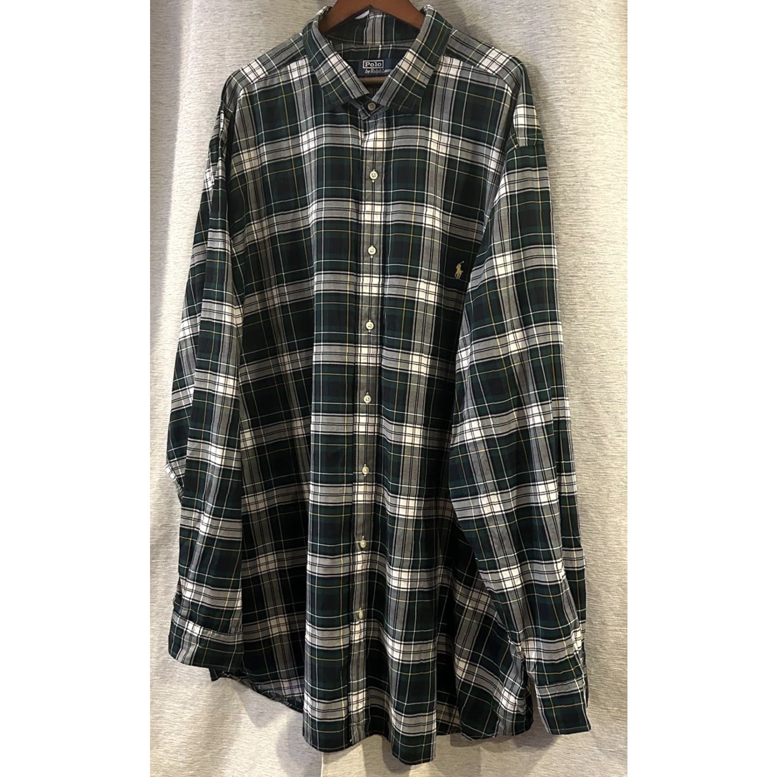Polo Ralph Lauren Polo Ralph Lauren Performance Plaid Shirt Mens 4XLT Green Flannel Button-Up Shirt Long Sleeve Casual Size US XXL / EU 58 / 5 - 3 Thumbnail