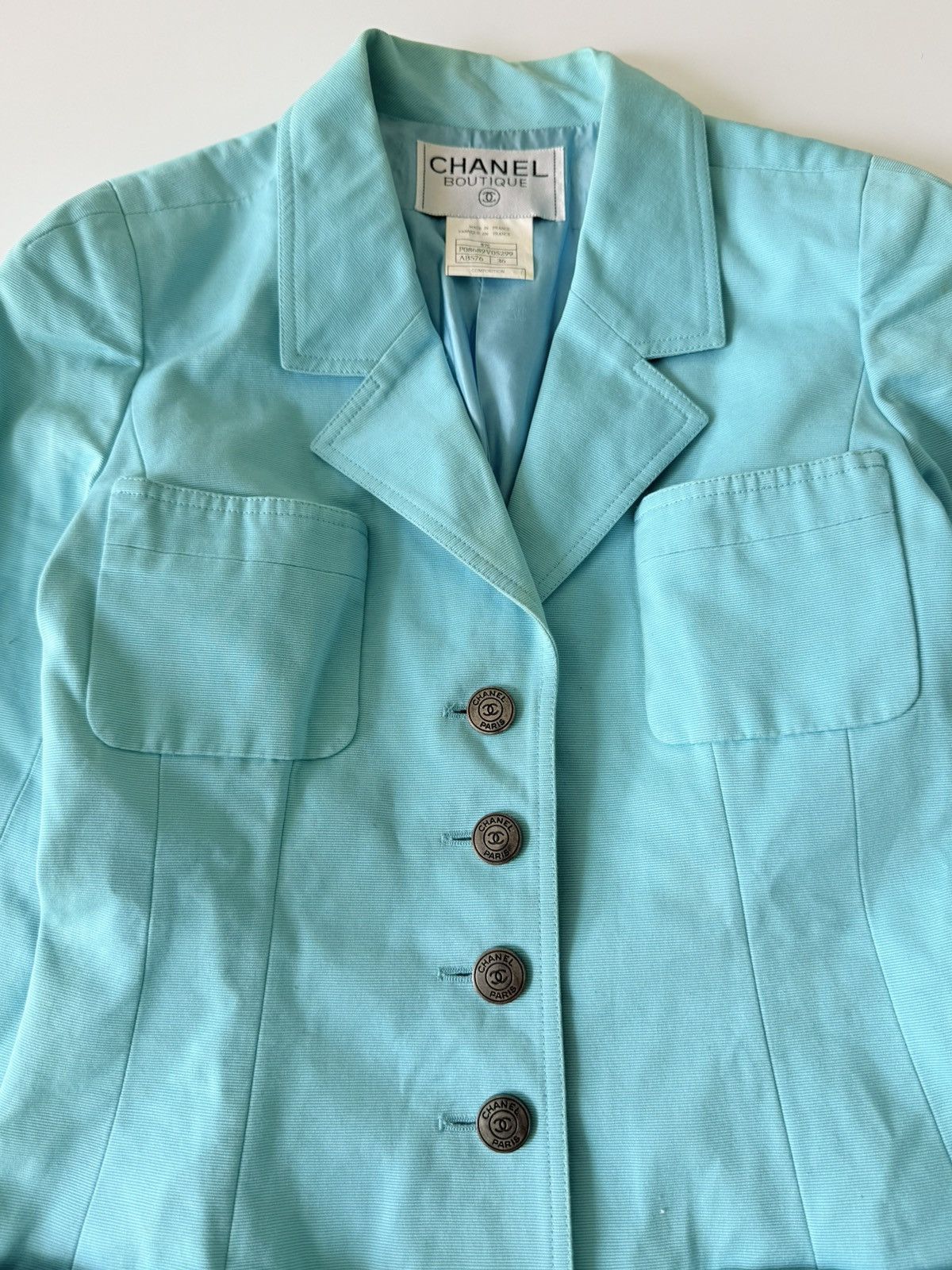 Chanel Chanel Boutique Vintage Tirquoise Cotton Blazer Size XS / US 0-2 / IT 36-38 - 4 Thumbnail