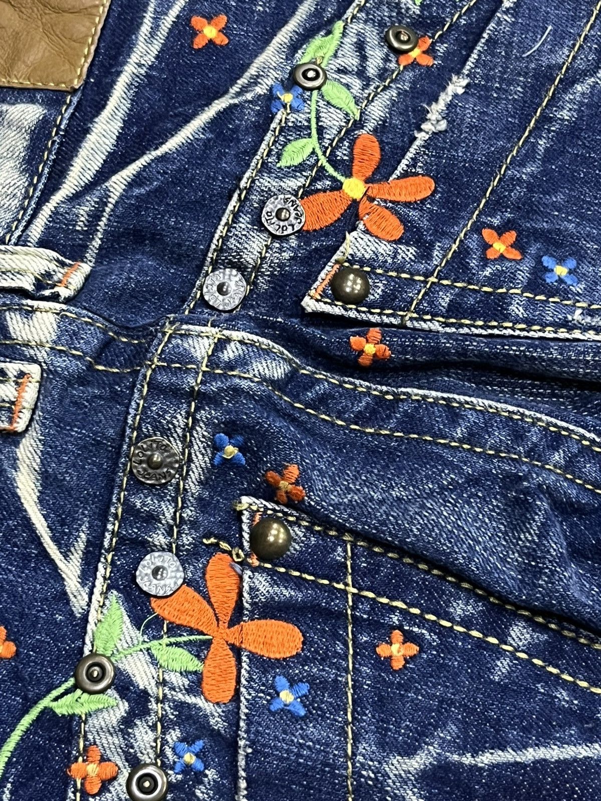 Lolita Jeans 🔥Lolita Unique Clothing Super Wide Flare Floral Denim Size 26" / US 2 / IT 38 - 5 Thumbnail