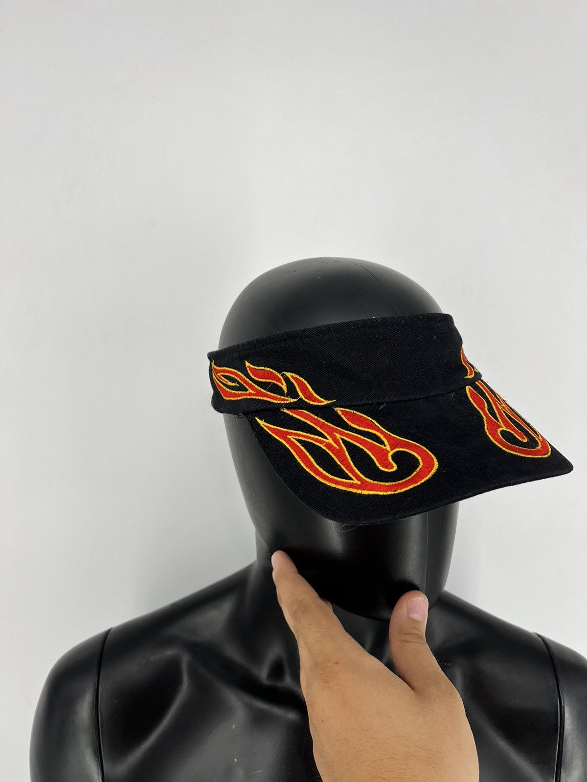 Japanese Brand Vintage Y2K Yellow & Red Flame Visor hat Cap Streetwear Styl Size ONE SIZE - 3 Thumbnail
