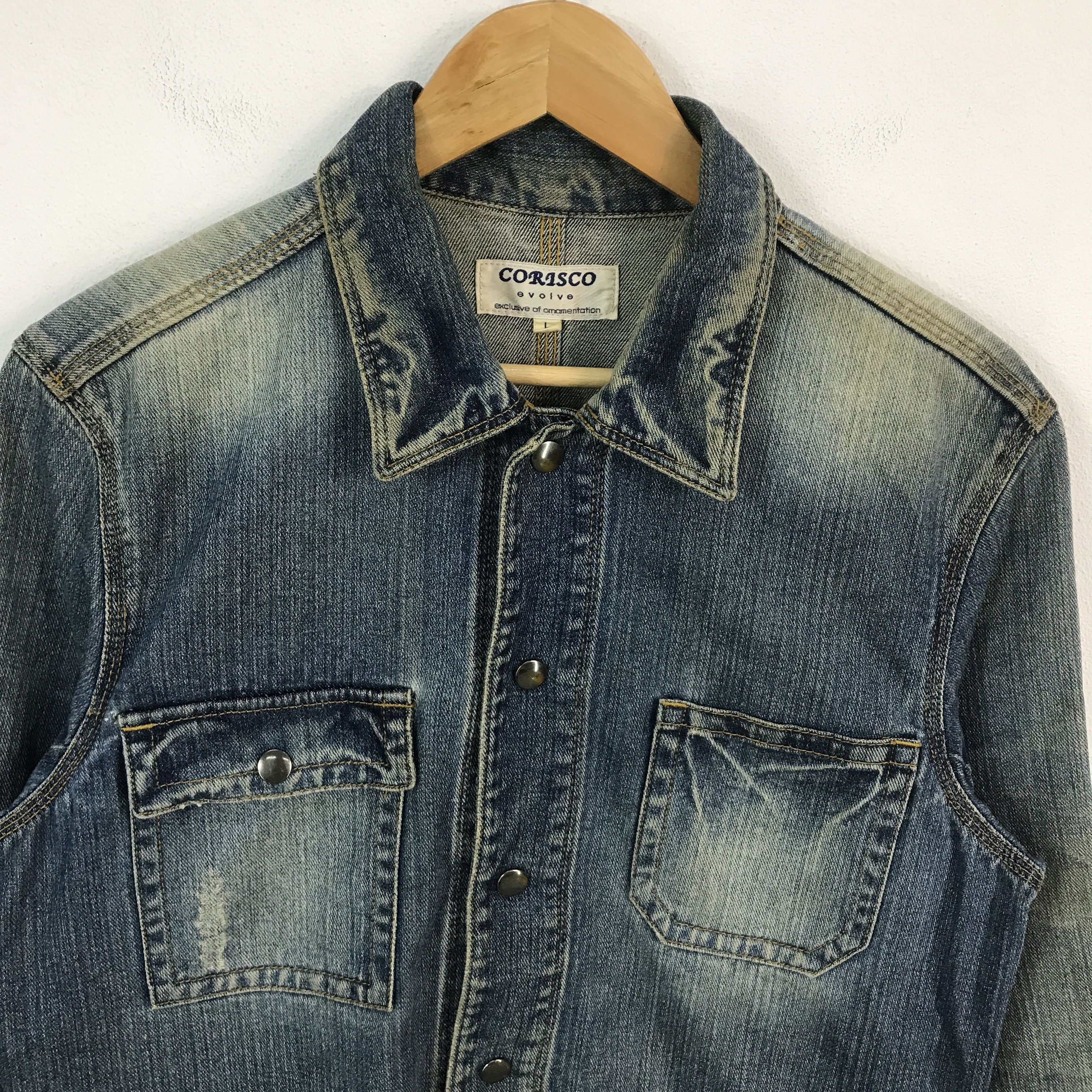 Japanese Brand corisco Japan denim Sanp button jacket Size US L / EU 52-54 / 3 - 3 Thumbnail