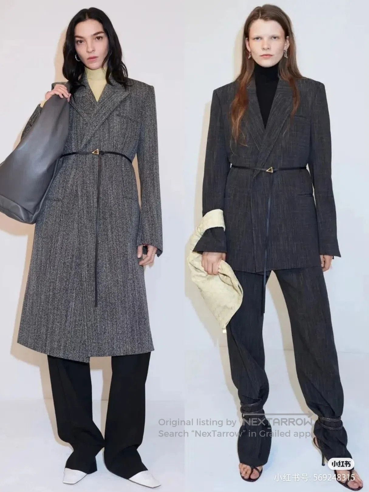 Bottega Veneta Bottega Veneta Women's Triangle Belt Wool Coat. Size S / US 4 / IT 40 - 9 Thumbnail