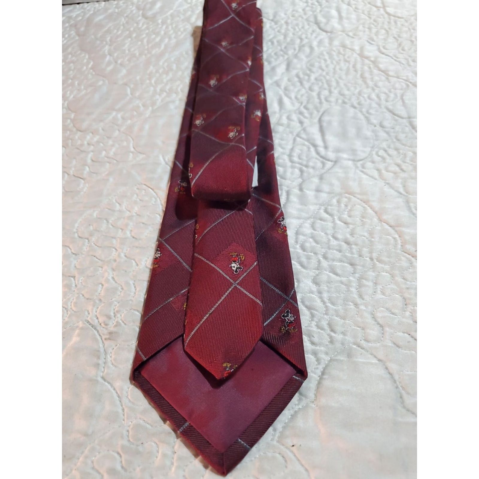 Vintage Mickey Mouse Tie J.G.Hook Skinny Burgundy Men Neck Tie Disney 60% Silk 40% Polyester Short Size ONE SIZE - 8 Thumbnail