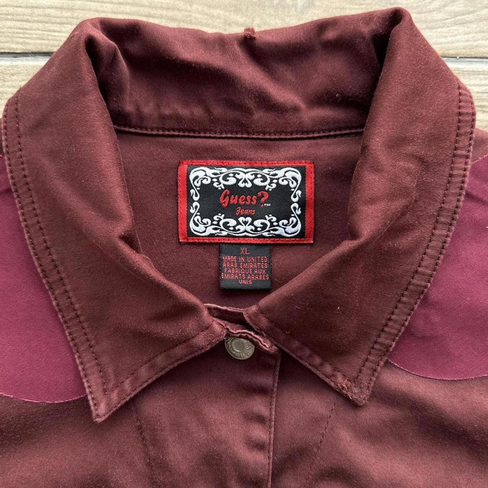 Guess Y2K Guess Jeans 00s Red Denim Jacket Size XL / US 12-14 / IT 48-50 - 4 Thumbnail
