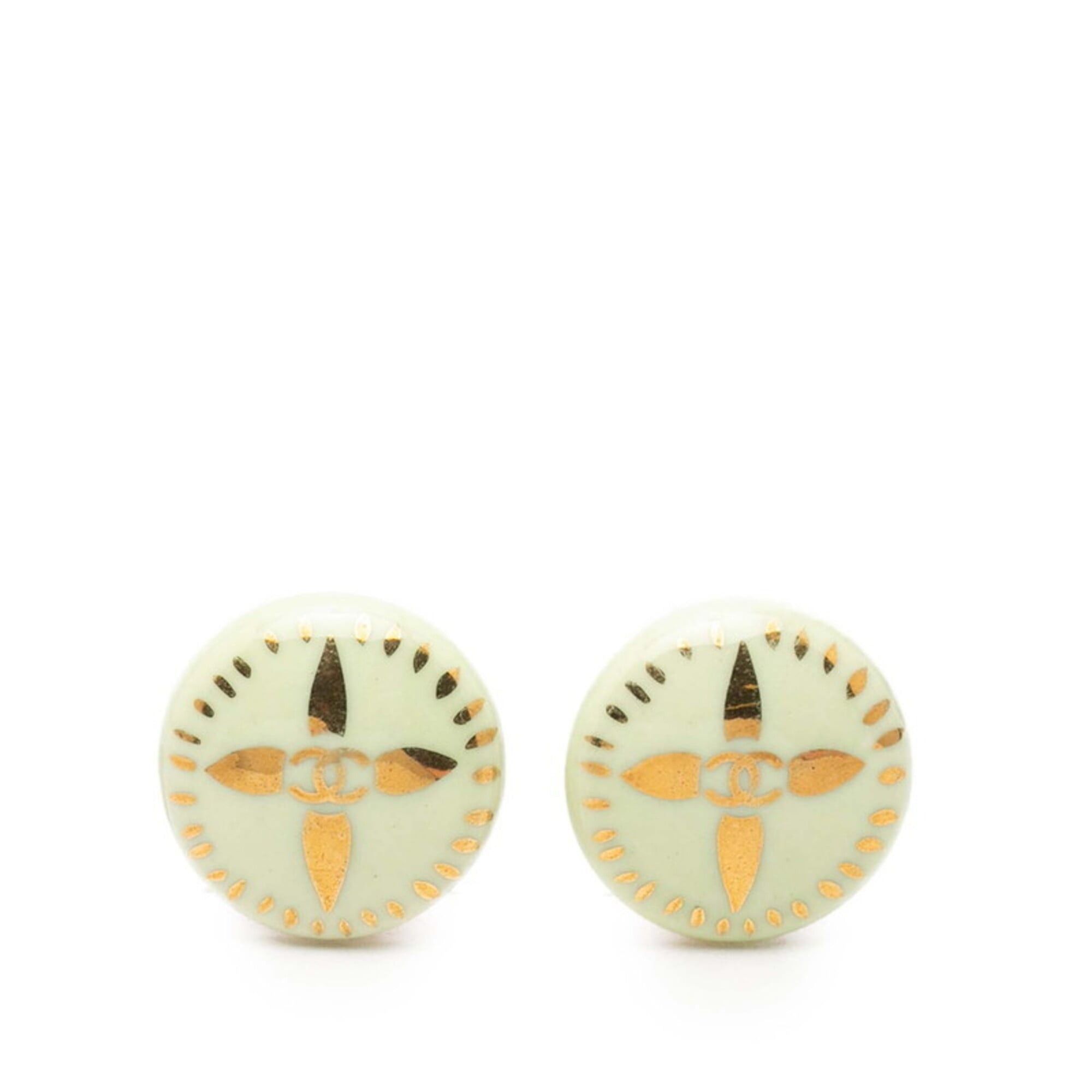 Chanel Chanel Coco Mark Vintage Earrings 97P Gold Green Plated Women's CHANEL Size ONE SIZE - 1 Thumbnail
