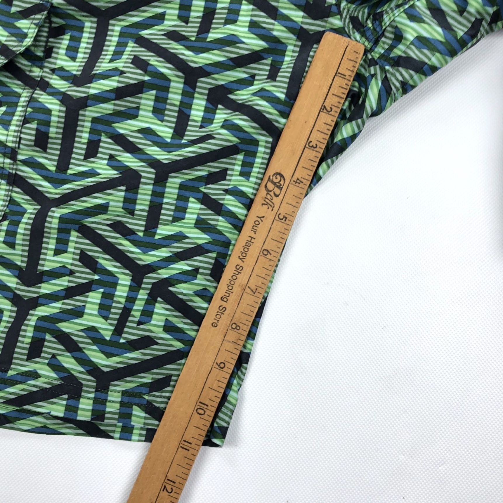 Vintage SIMMS Men's 36 Green Black Blue Geo Greca Board Shorts Swim Trunks Size US 36 / EU 52 - 7 Thumbnail