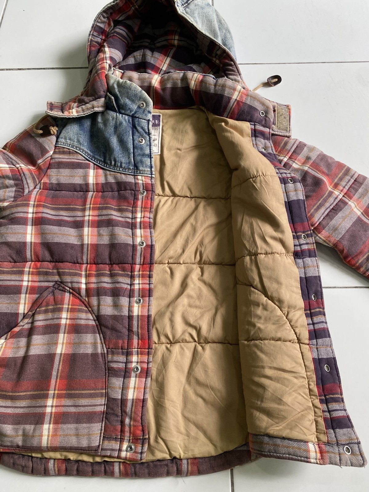 If Six Was Nine × Japanese Brand 90s Cube sugar authentic Down plaid Hoodie Button Jacket Size US M / EU 48-50 / 2 - 7 Thumbnail