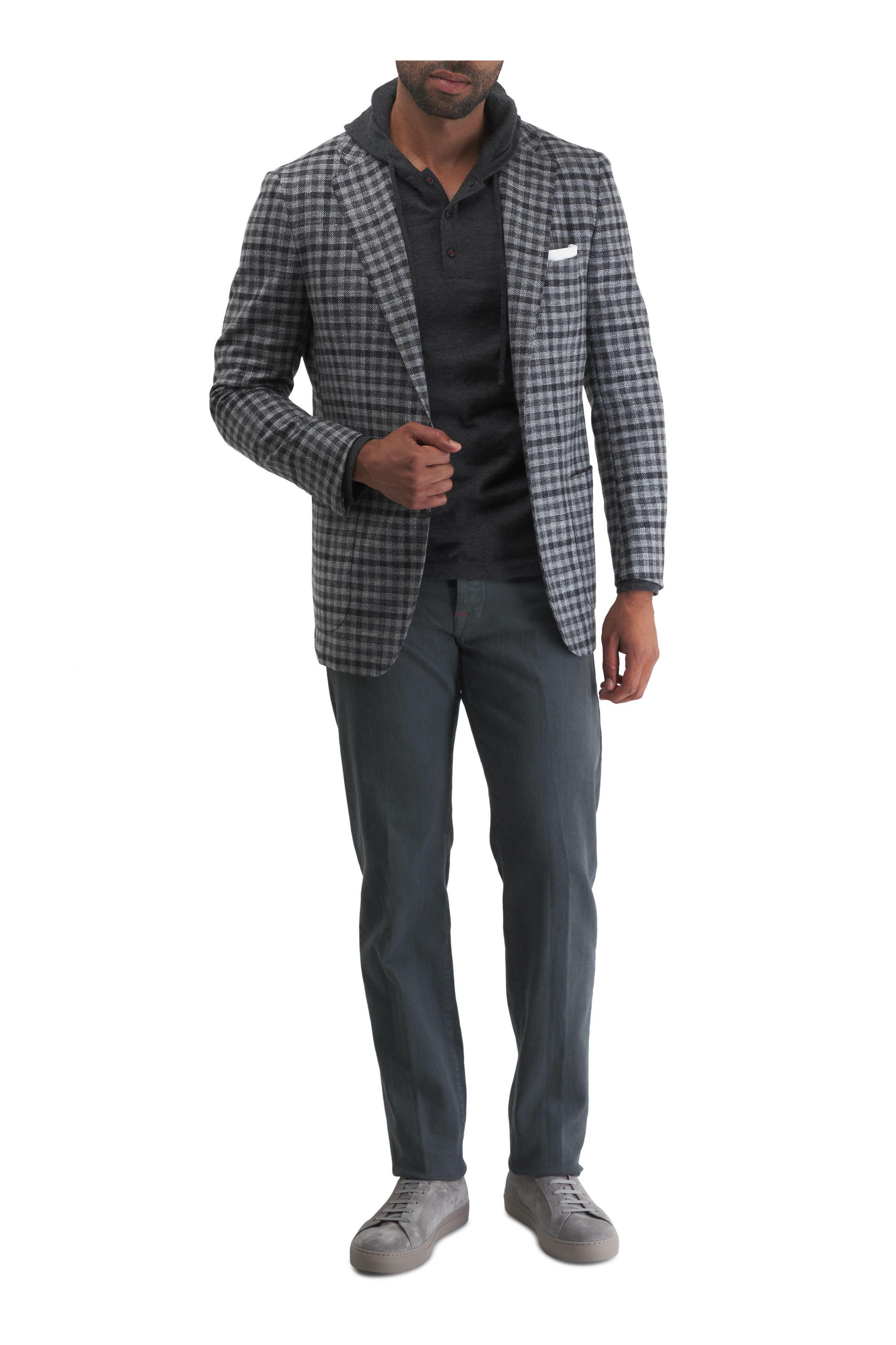 Kiton o1mtch0225 Button Cashmere & Silk Hooded Henley in Charcoal Size US M / EU 48-50 / 2 - 3 Thumbnail