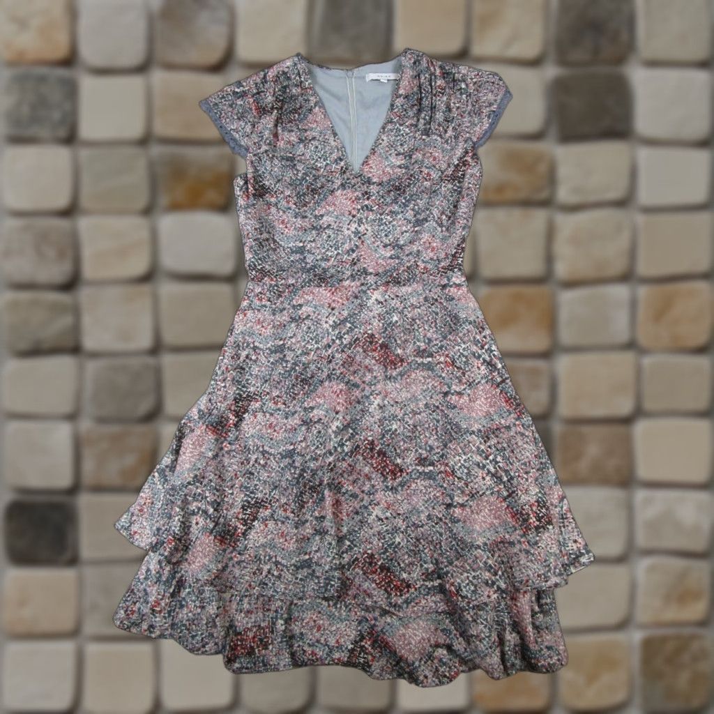 Reiss Reiss Dress Blouson Womens 4 Pink Gray V-Neck Sleeveless Zip Party/Cocktail Short Spring/Summer Womens B. Size S / US 4 / IT 40 - 1 Thumbnail