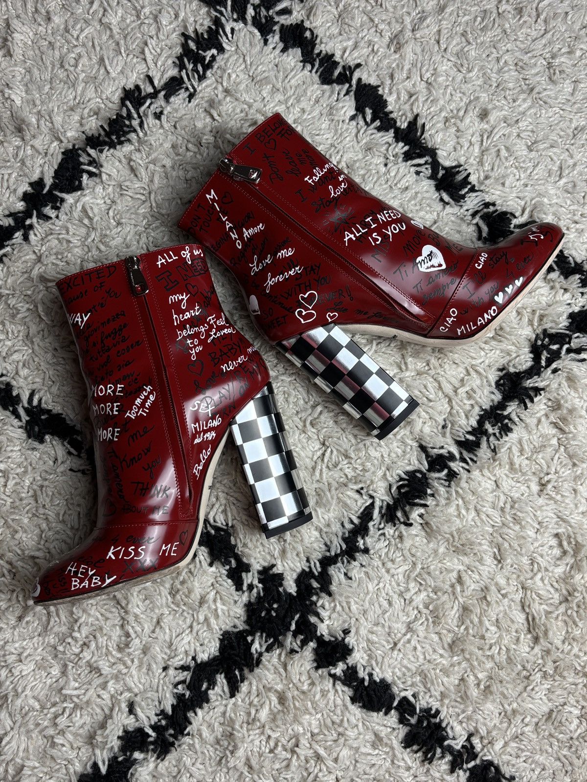Dolce & Gabbana Dolce & Gabbana Patent Leather Graffiti Ankle Heeled Boots Size US 9 / IT 39 - 5 Thumbnail