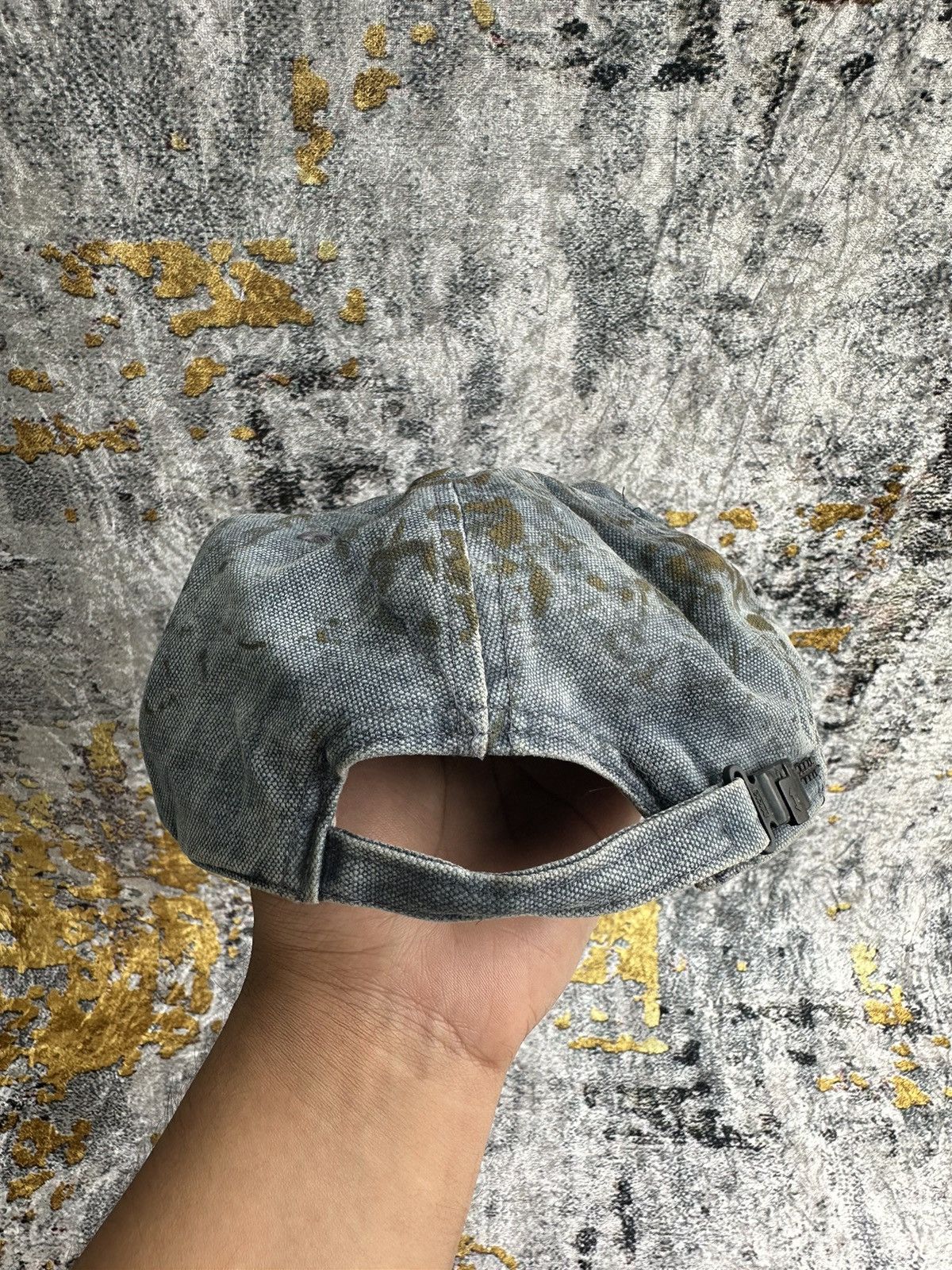 Le Grande Bleu (L.G.B.) 💸BINDING OFFER💸 VINTAGE GOLD EAGLE TRASHED TRASHED DENIM HAT Size ONE SIZE - 4 Thumbnail