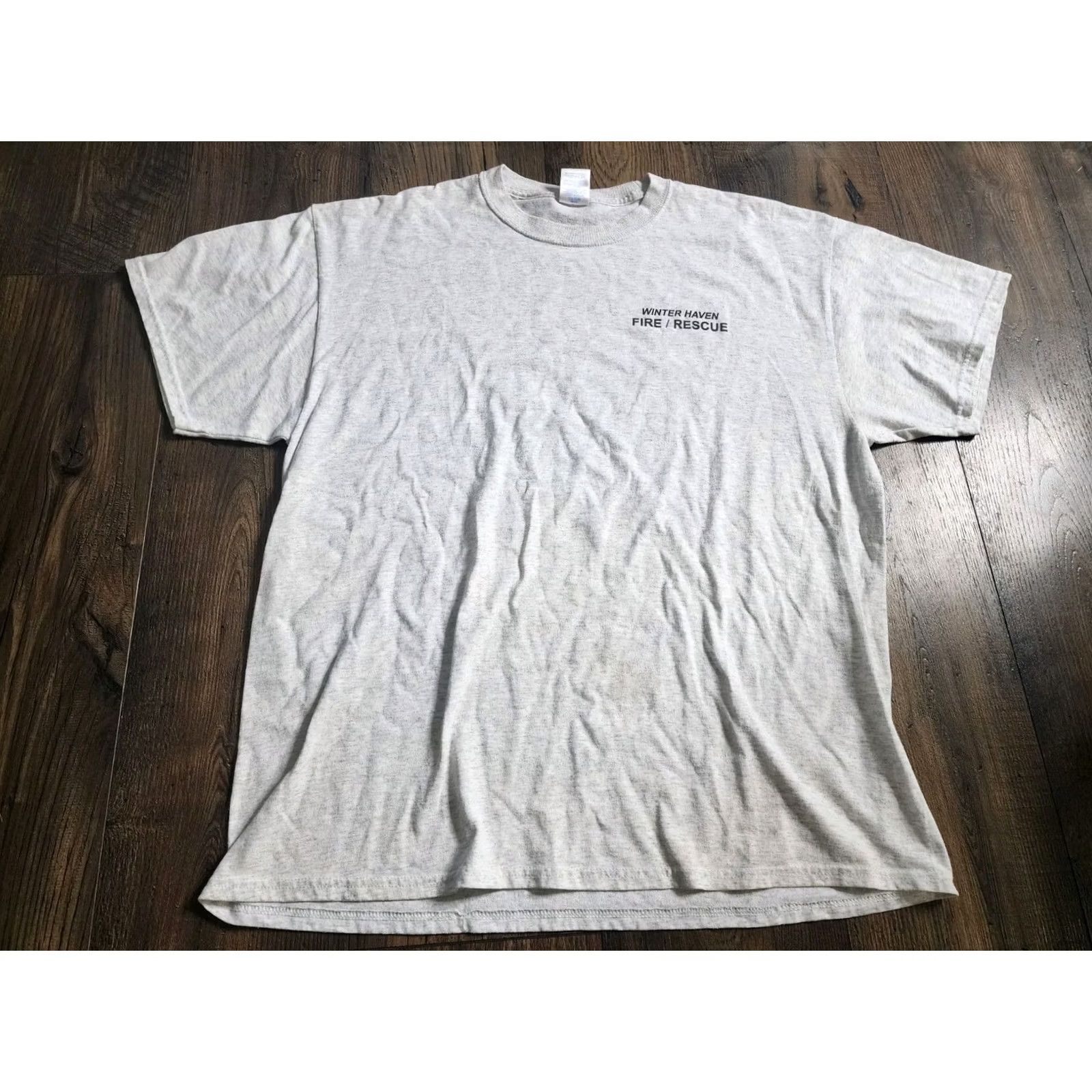 Vintage VINTAGE Unbranded T-Shirt Men XL Winter Haven FL Fire Department Double Sided Distressed Gray Cotton Knit Logo Crew Neck Short Sleeve 90s Theme Mens Size US XL / EU 56 / 4 - 4 Thumbnail