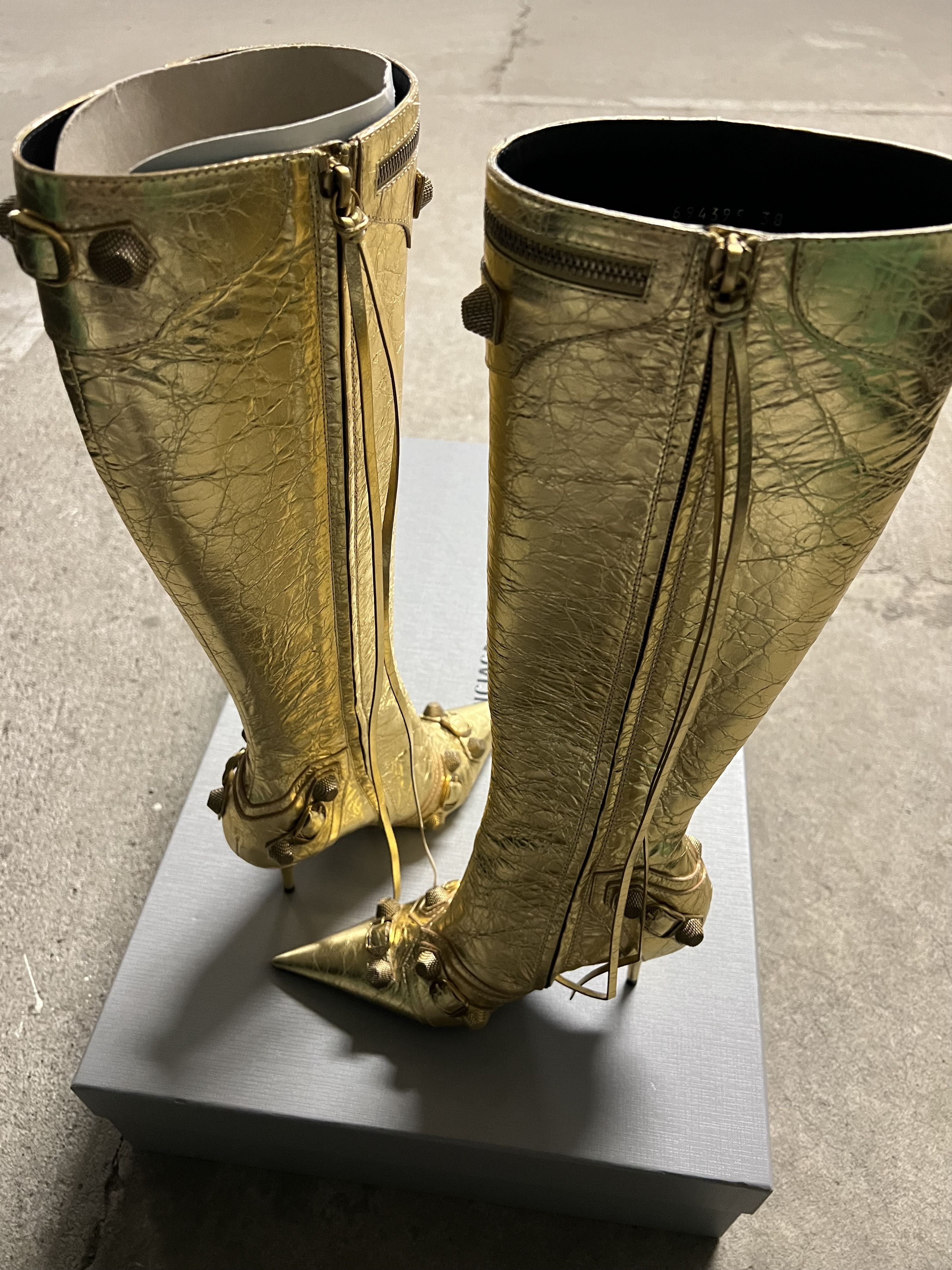 Balenciaga Balenciaga Le Cagole Embellished Gold Heel Boots Size US 8 / IT 38 - 6 Thumbnail