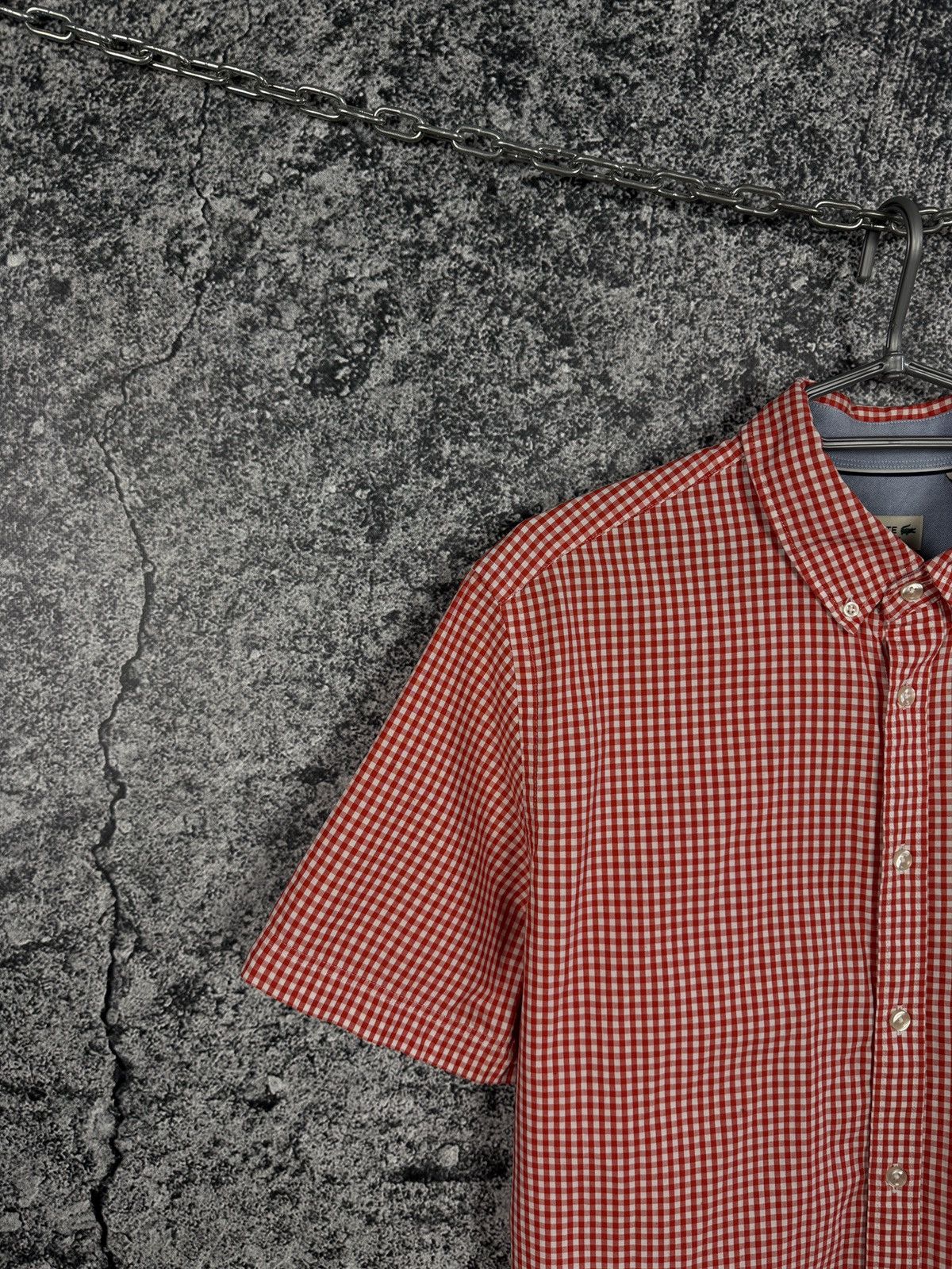 Lacoste Men’s Lacoste Short Sleeve Plaid Shirt Button Up Regular Fit Size US L / EU 52-54 / 3 - 3 Thumbnail