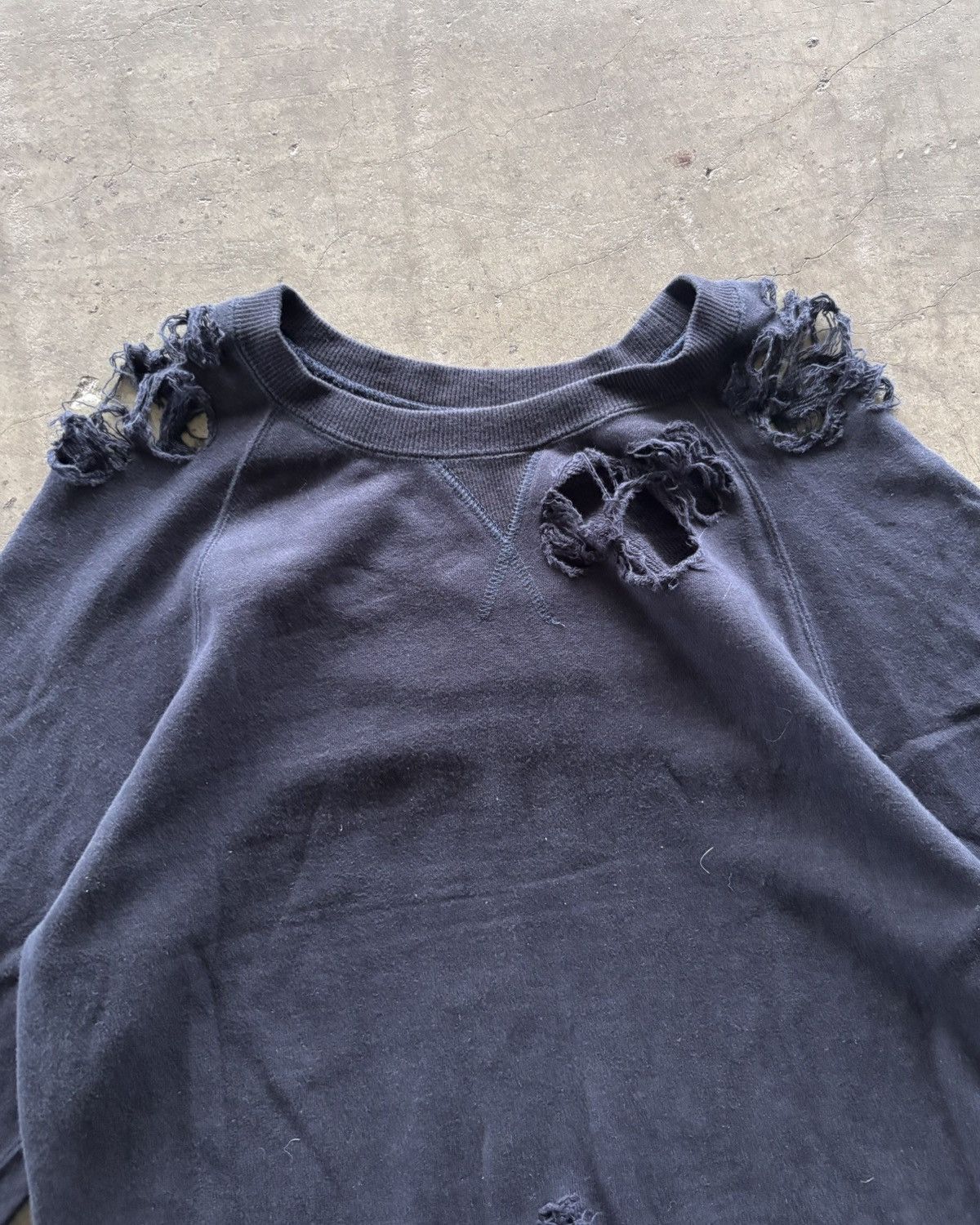 Japanese Brand × Maison MIHARA YASUHIRO Miharayusihiro Trashed Crewneck Size US L / EU 52-54 / 3 - 4 Thumbnail