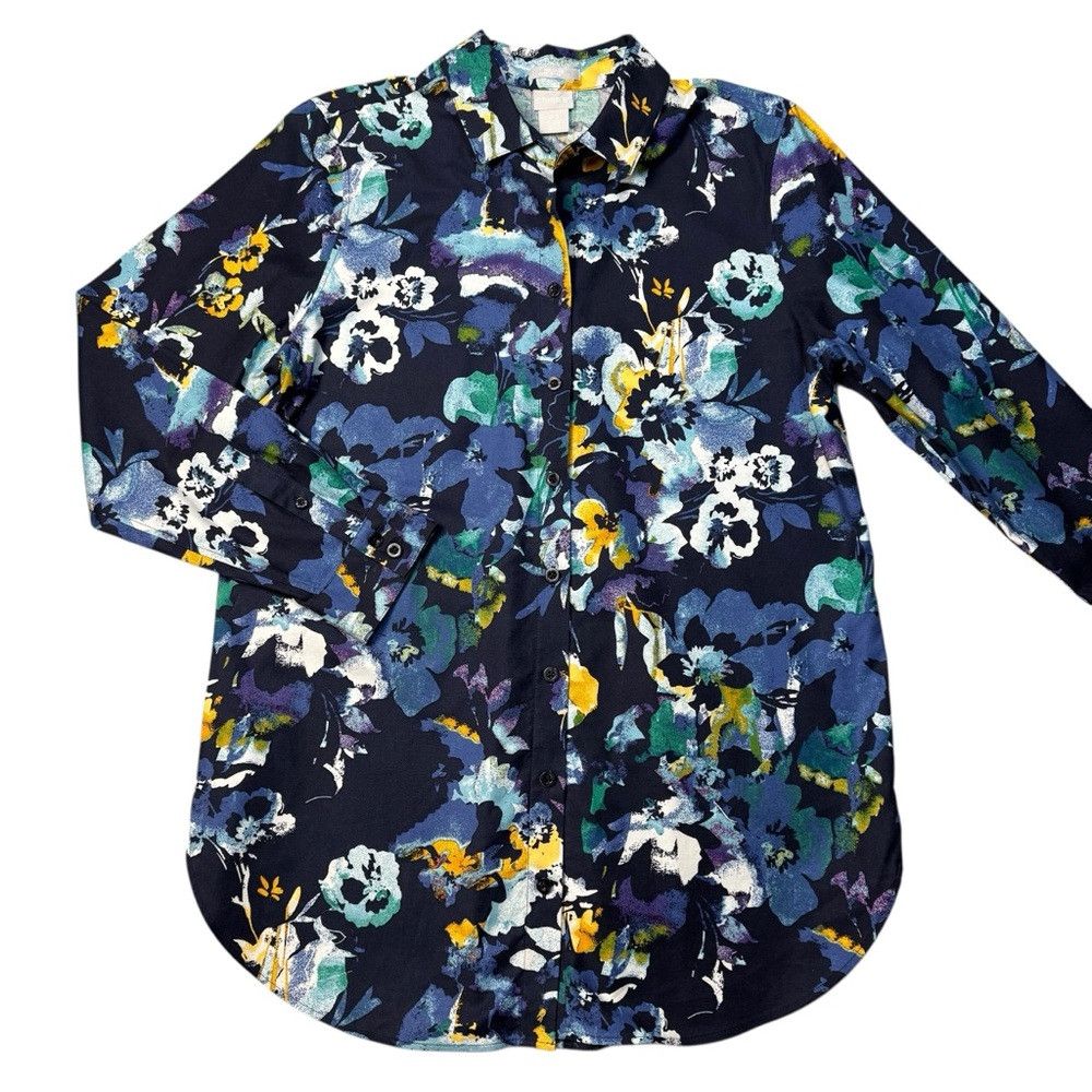 Chicos New Chico's No Iron Stretch Floral Tunic Size 0.5 US 6 Size M / US 6-8 / IT 42-44 - 2 Thumbnail