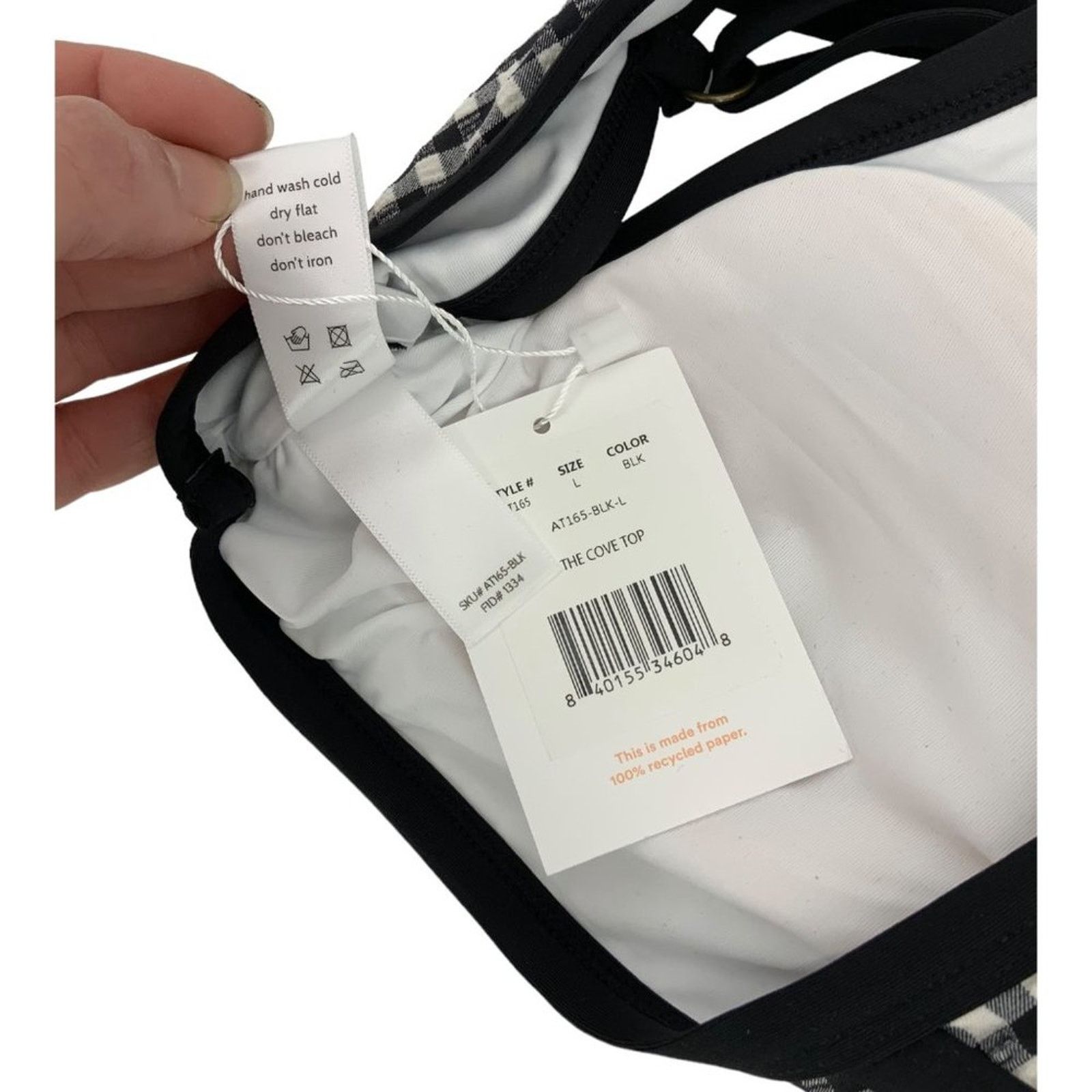 Other Andie Cove V Neck Bikini Top Black Gingham Large NWT $65 MSP Size ONE SIZE - 7 Thumbnail