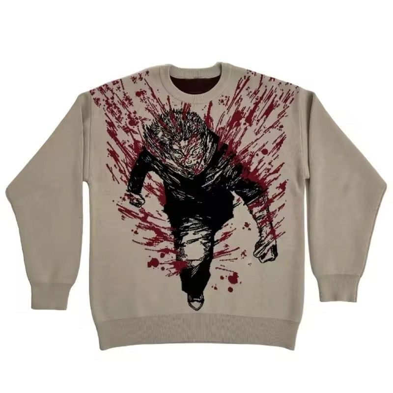 Japanese Brand × Vintage Harajuku Anime Oversized Graphic Print Knitted Sweater Size US M / EU 48-50 / 2 - 3 Thumbnail